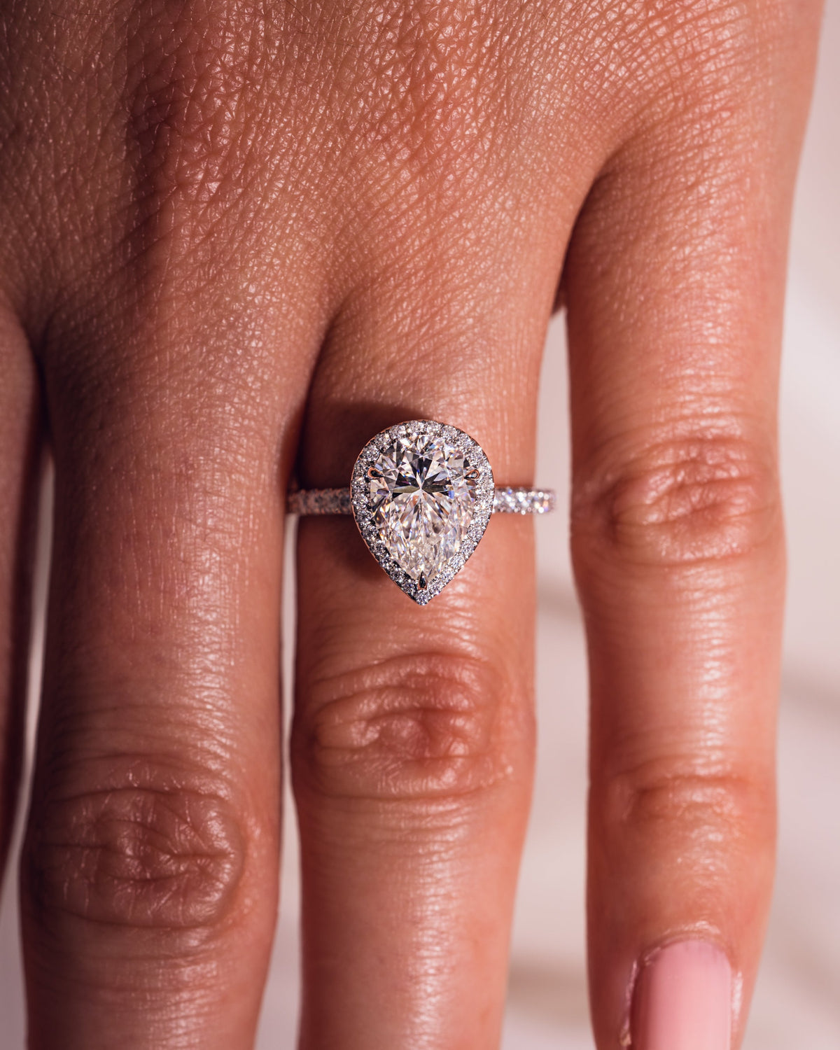 1.93 CT Pear F/VS2 CVD Diamnd Halo Pave Setting Engagement Ring - Camila Brown