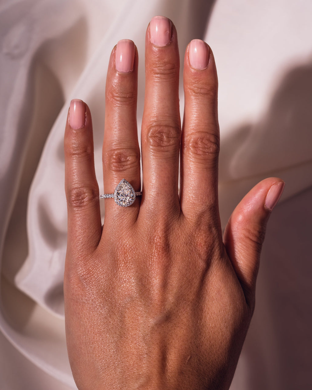 1.93 CT Pear F/VS2 CVD Diamnd Halo Pave Setting Engagement Ring - Camila Brown