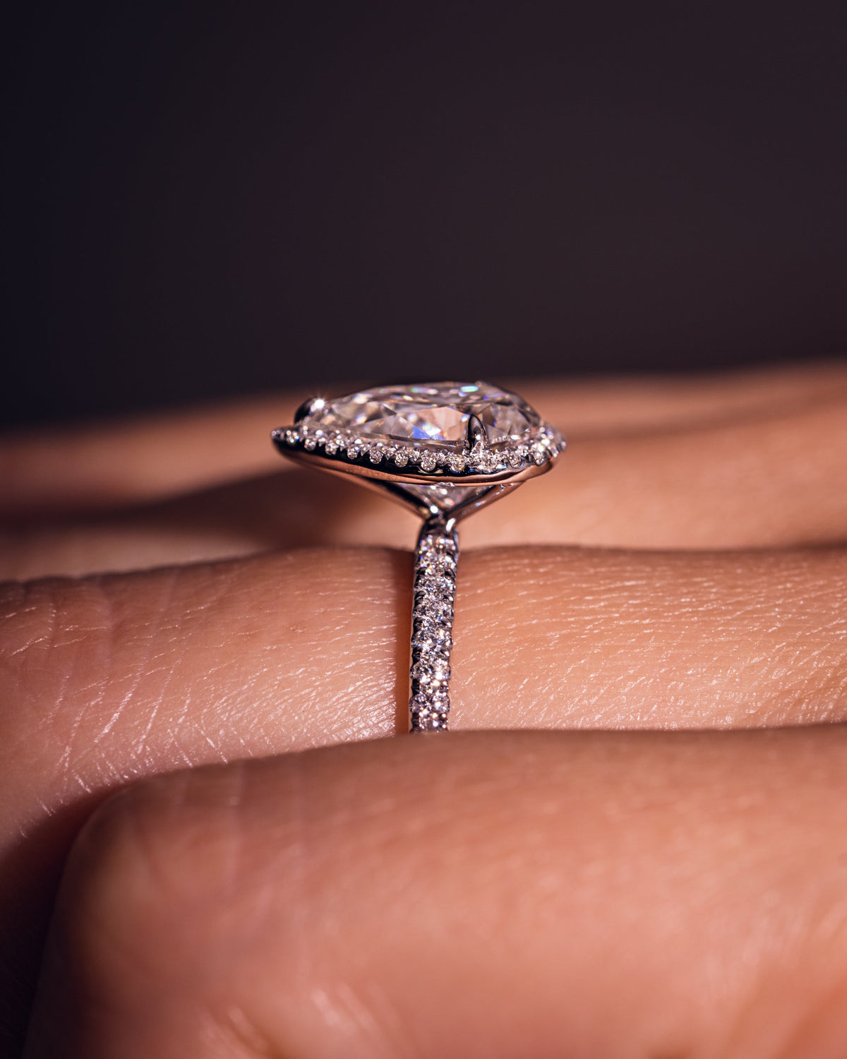 1.93 CT Pear F/VS2 CVD Diamnd Halo Pave Setting Engagement Ring - Camila Brown