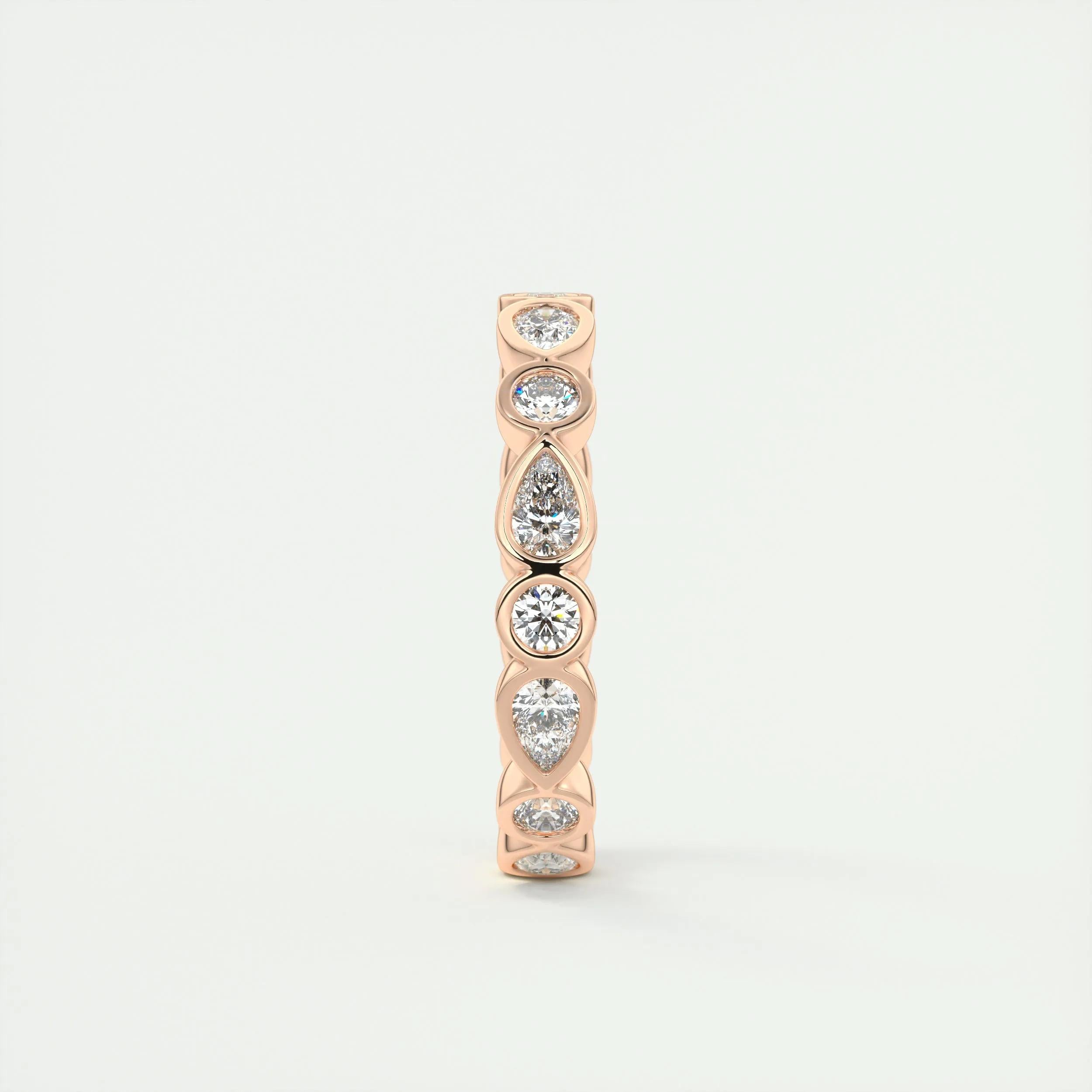 1.28 TCW Pear & Round CVD Diamond Bezel Wedding Band - Camila Brown