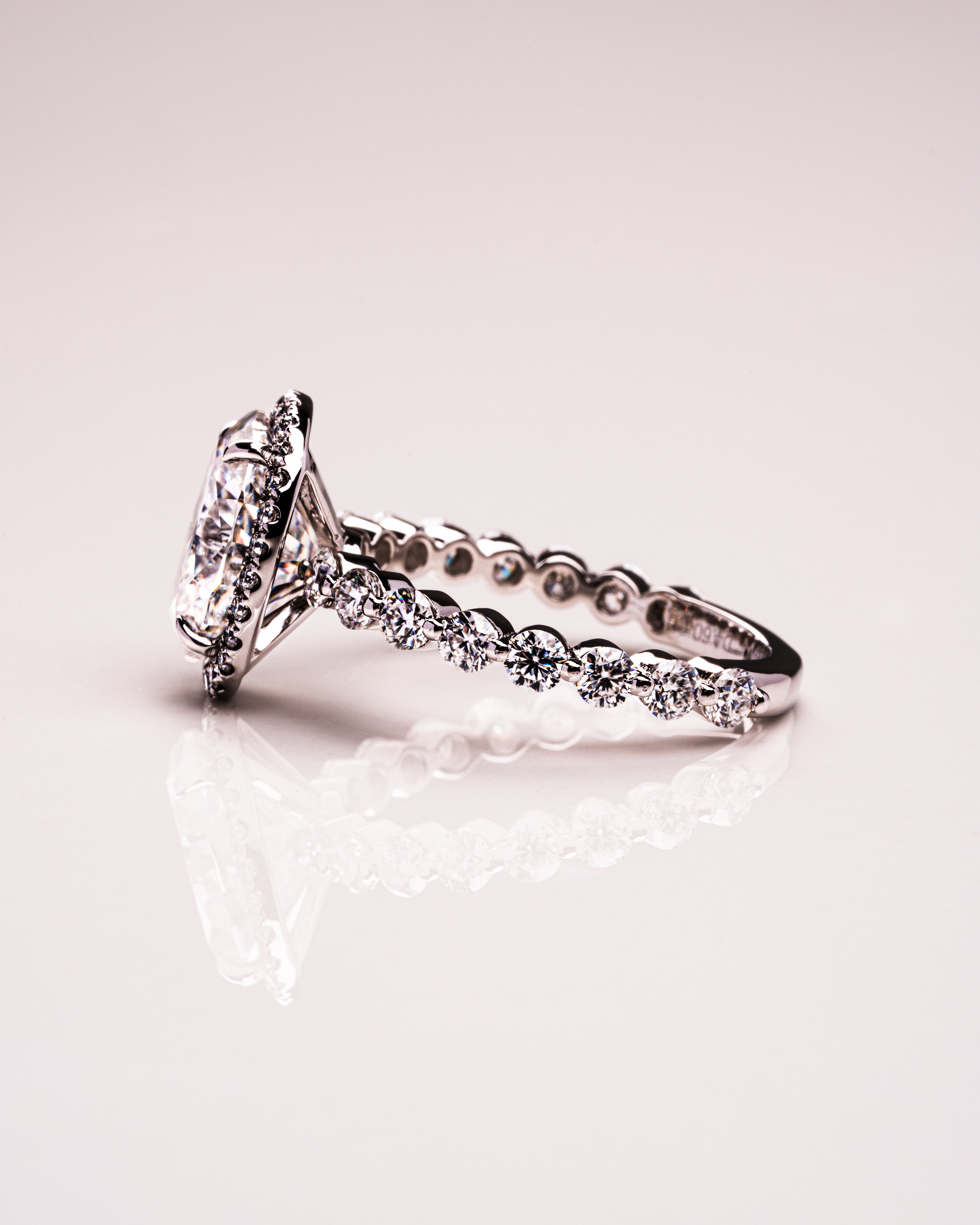 2.22 - 4.22 CT Oval G/VS2 CVD Diamond Halo Pave Setting Engagement Ring - Camila Brown