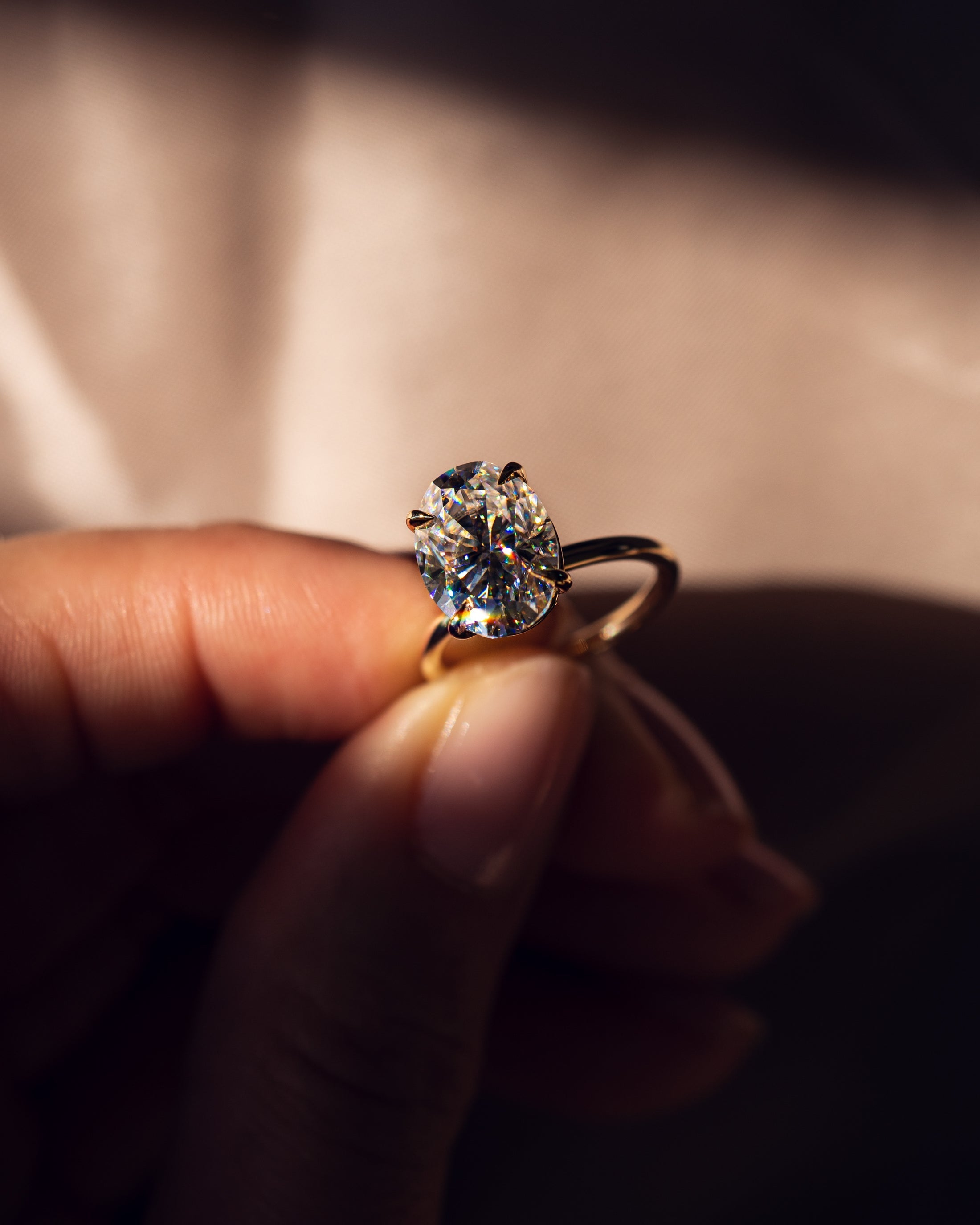 3.18 - 5.18 CT Oval F/VS1 CVD Diamond Solitaire Engagement Ring - Camila Brown