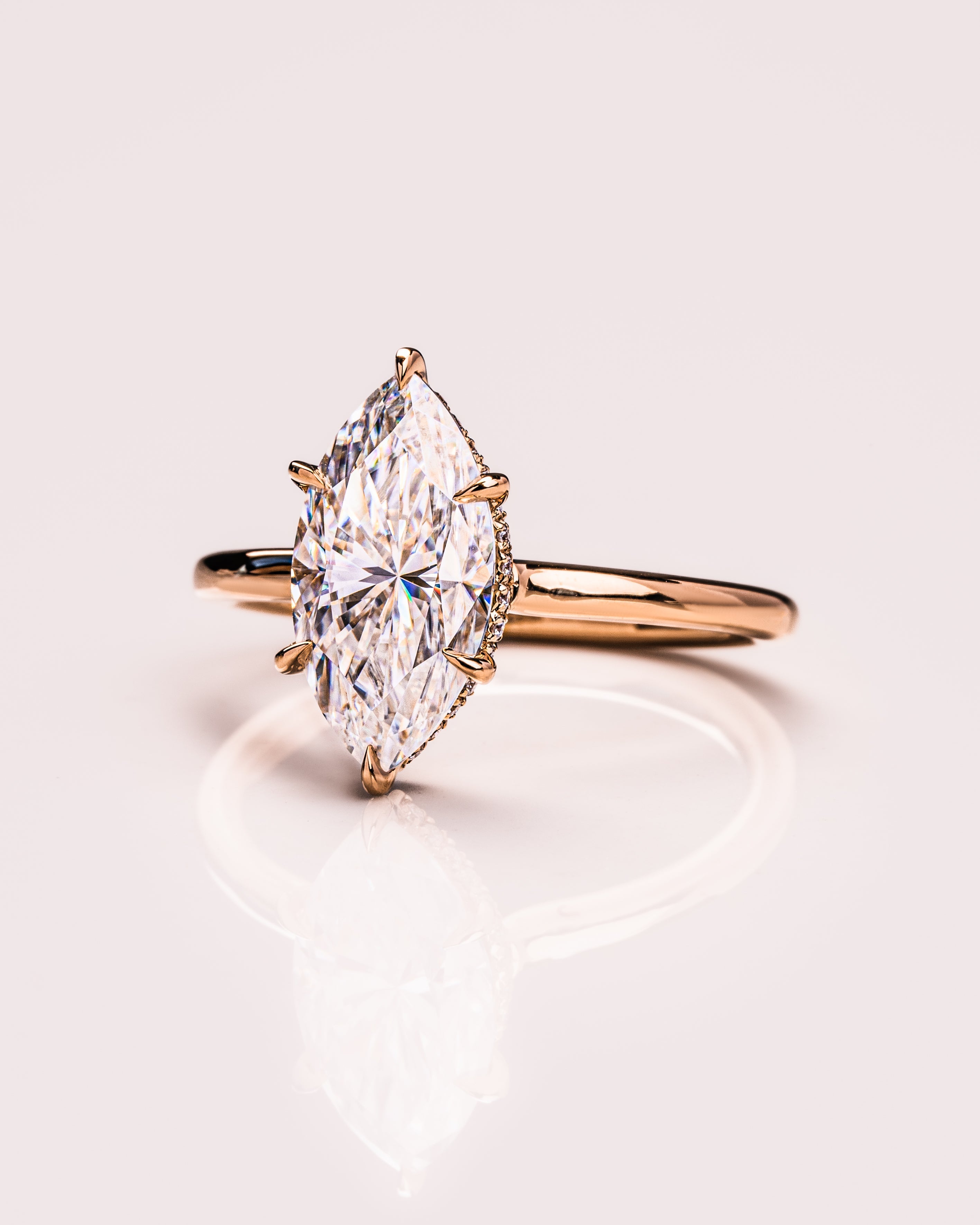 0.90 CT Marquise F/VS1 CVD Diamond Hidden Halo Engagement Ring - Camila Brown