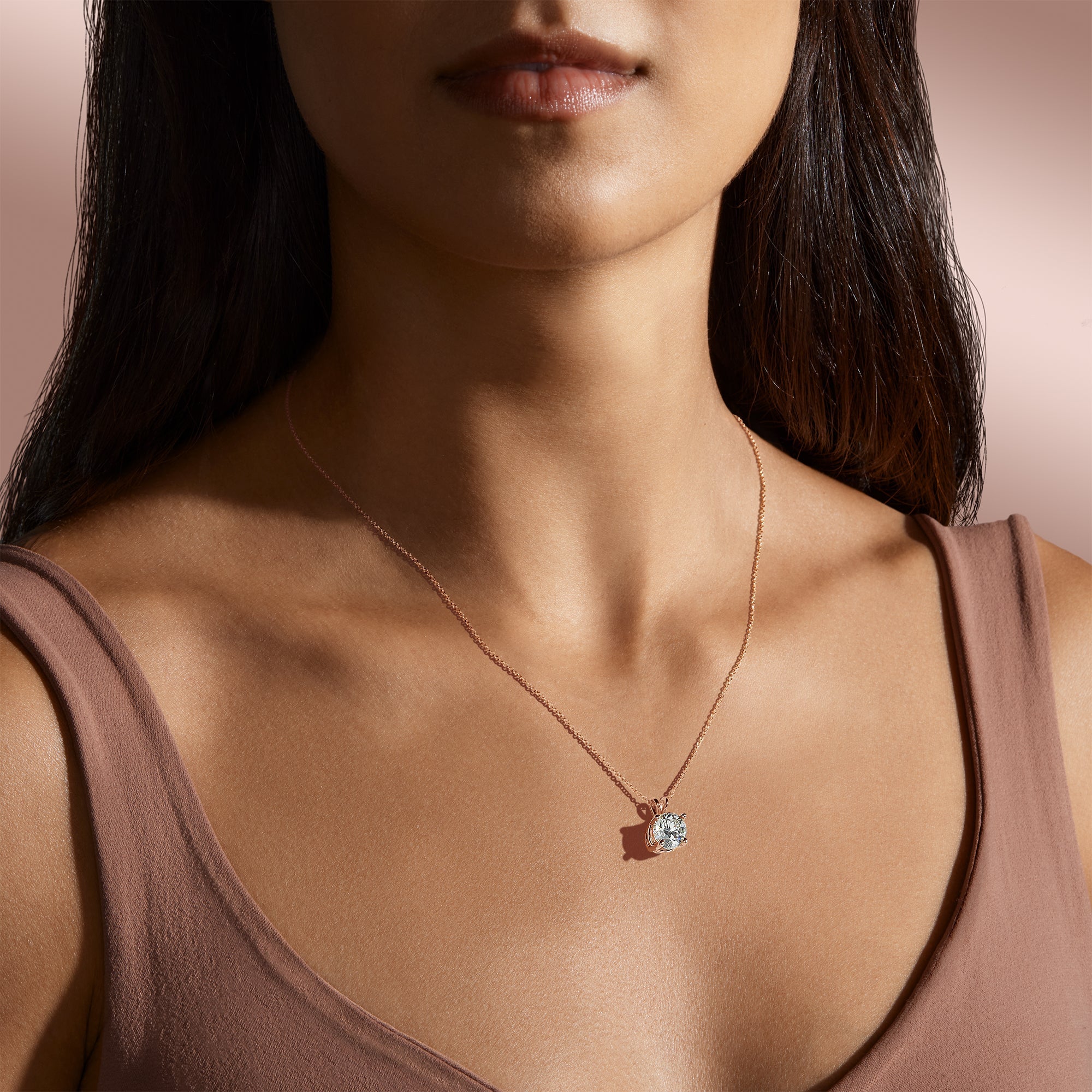 0.25-1.0 CT Round Solitaire F/VS Lab Grown Diamond Necklace - Camila Brown