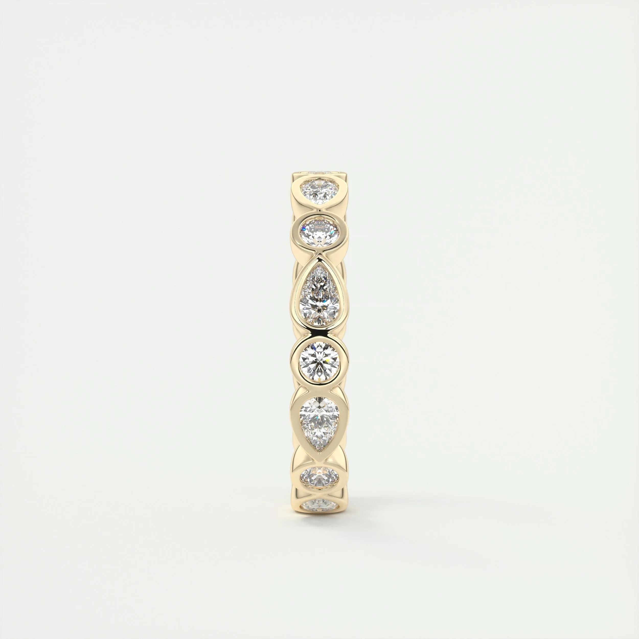 1.28 TCW Pear & Round CVD Diamond Bezel Wedding Band - Camila Brown