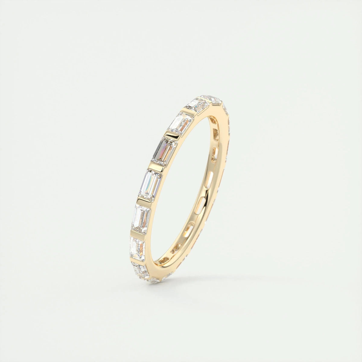 1.02 TCW Baguette CVD Diamond Bar Wedding Band - Camila Brown