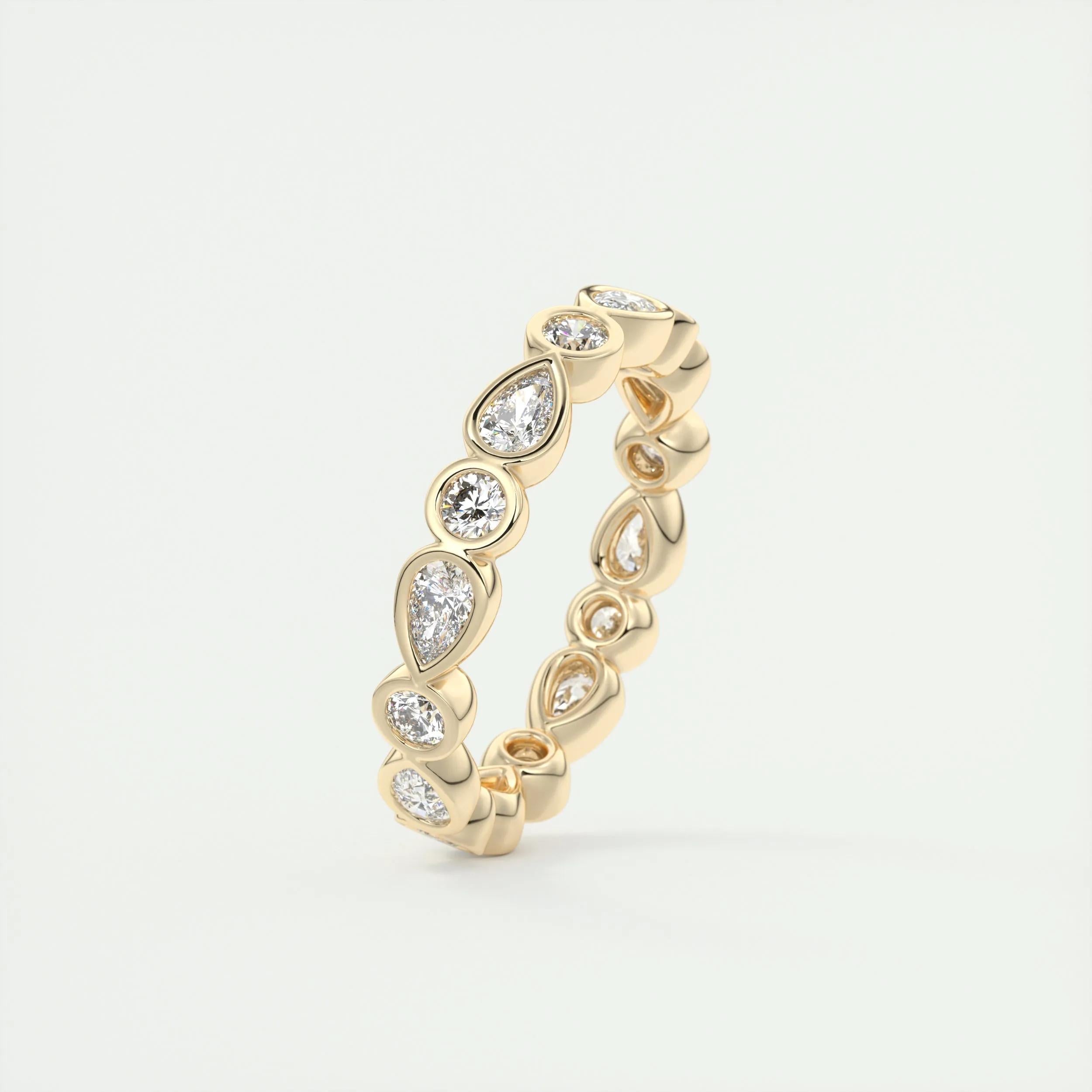 1.28 TCW Pear & Round CVD Diamond Bezel Wedding Band - Camila Brown