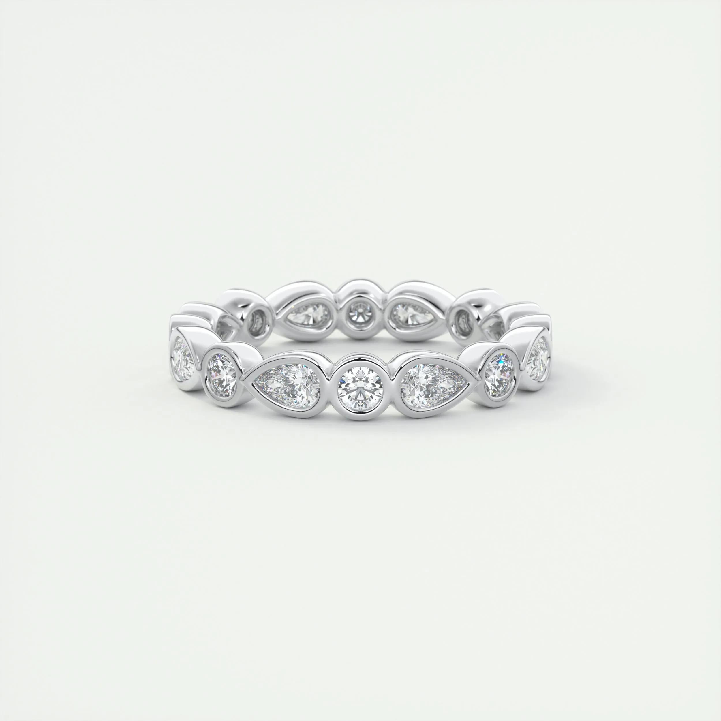 1.28 TCW Pear & Round CVD Diamond Bezel Wedding Band - Camila Brown