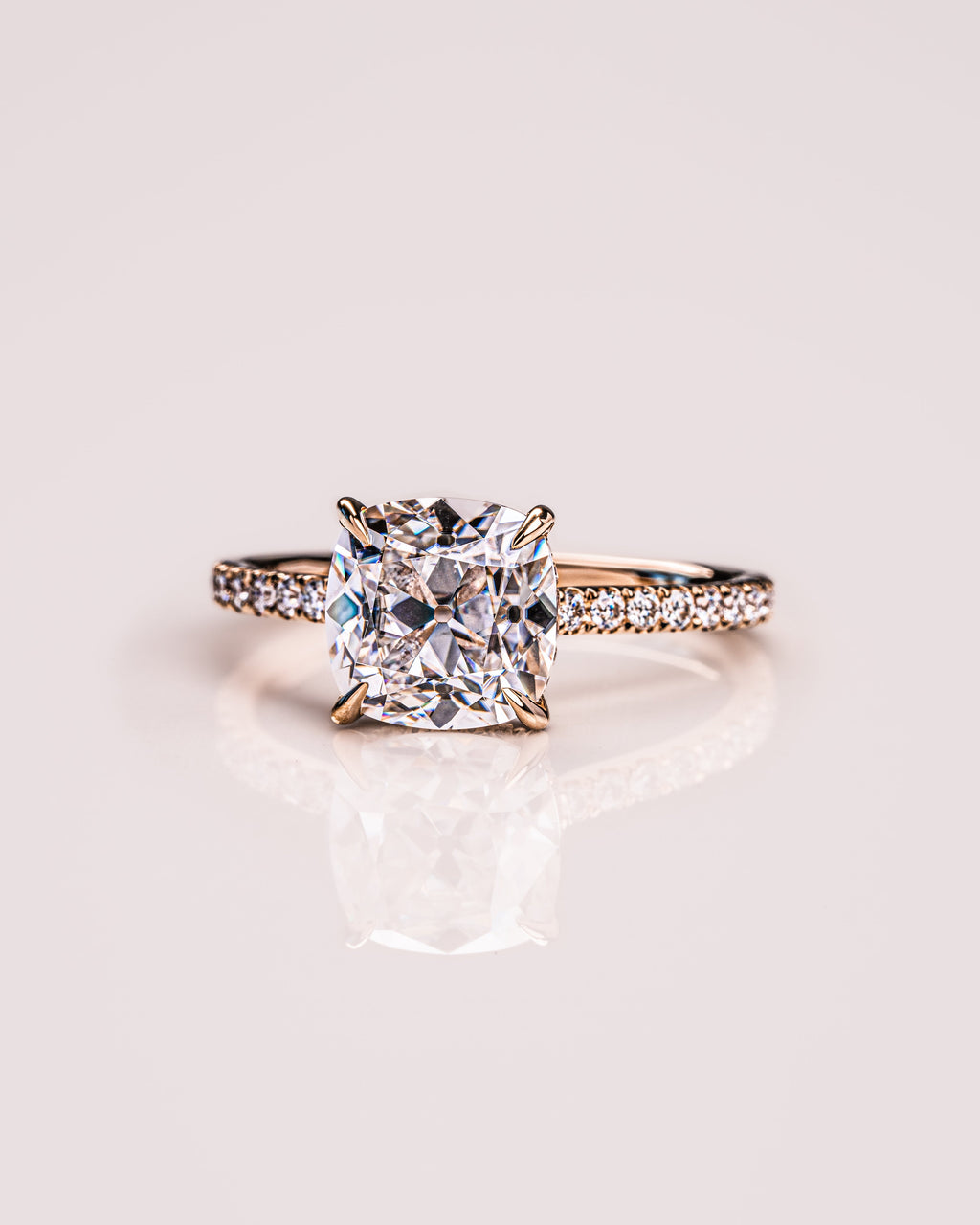 1.74 CT Cushion F/VS2 CVD Diamond Hidden Halo Pave Setting Engagement Ring - Camila Brown