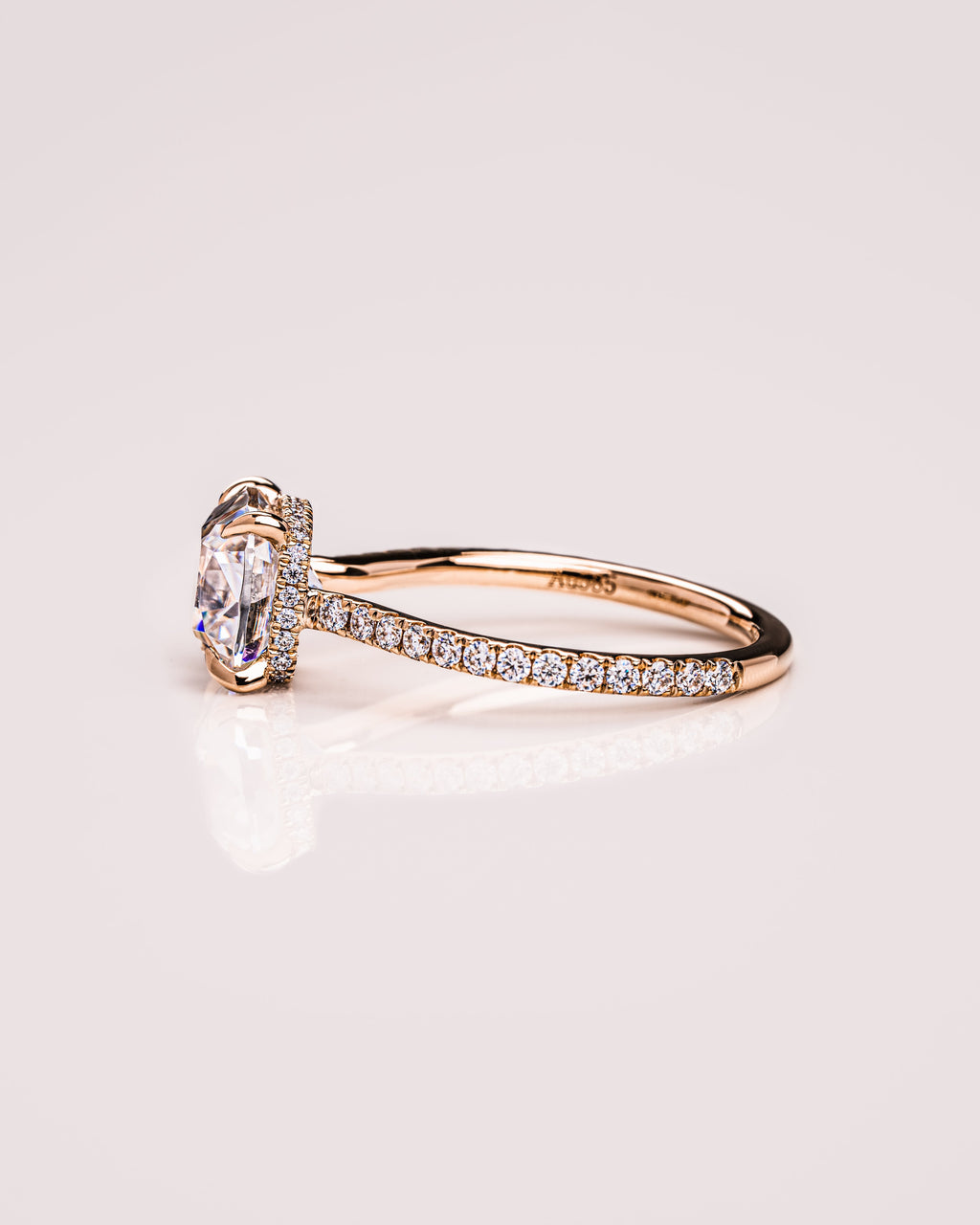 1.74 CT Cushion F/VS2 CVD Diamond Hidden Halo Pave Setting Engagement Ring - Camila Brown