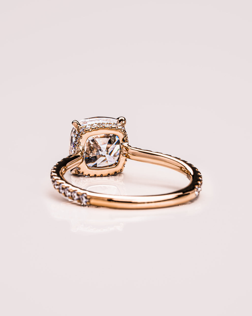 1.74 CT Cushion F/VS2 CVD Diamond Hidden Halo Pave Setting Engagement Ring - Camila Brown