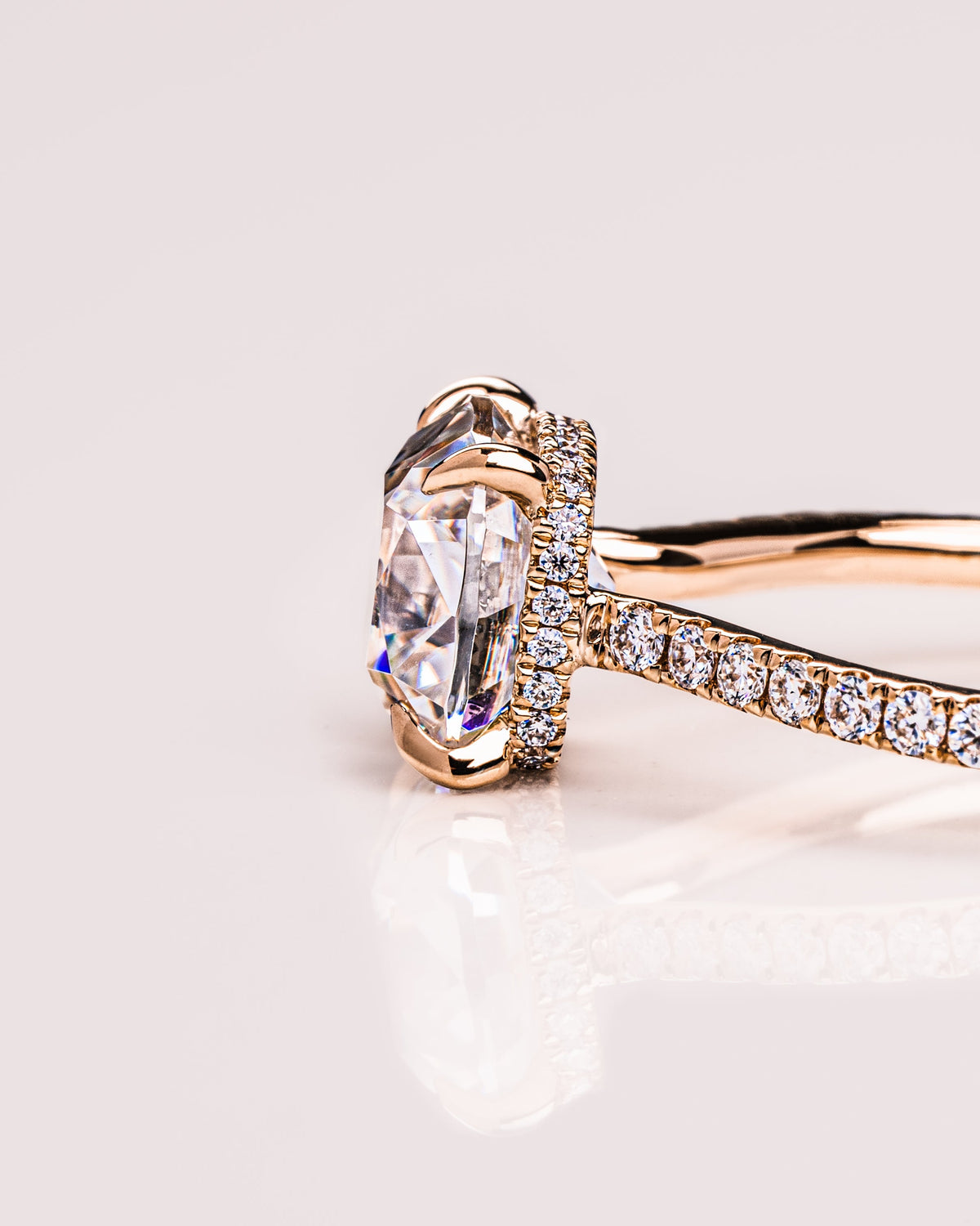 1.74 CT Cushion F/VS2 CVD Diamond Hidden Halo Pave Setting Engagement Ring - Camila Brown