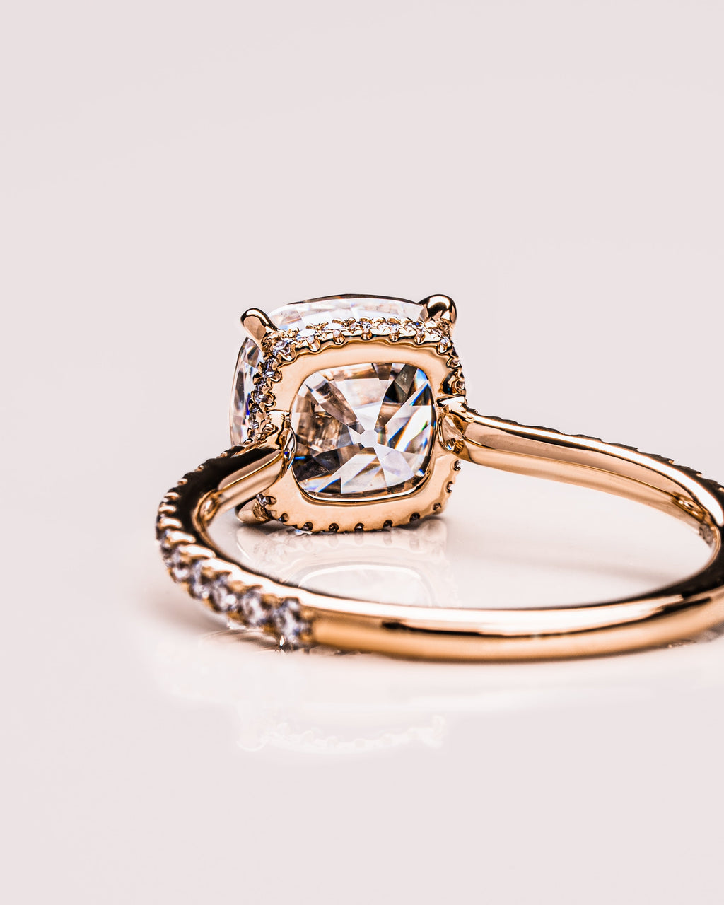 1.74 CT Cushion F/VS2 CVD Diamond Hidden Halo Pave Setting Engagement Ring - Camila Brown