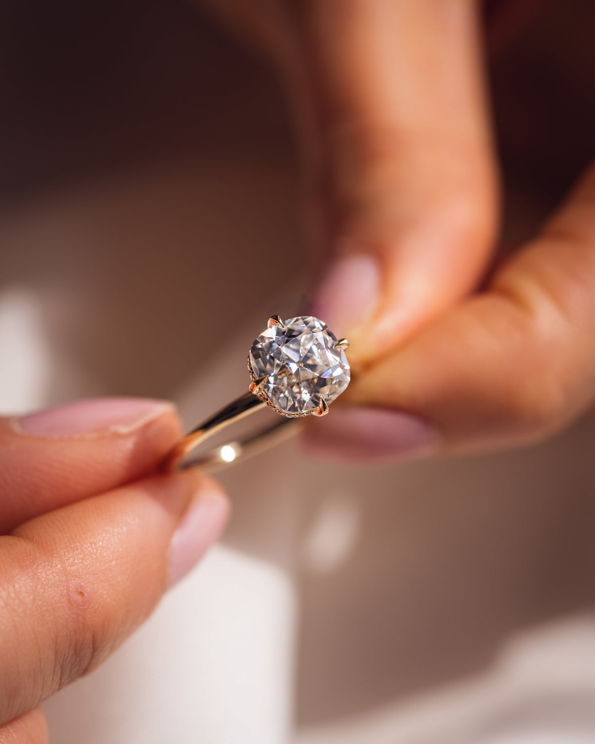 1.54 - 3.54 CT Cushion E/VS1 CVD Diamond Hidden Halo Engagement Ring - Camila Brown