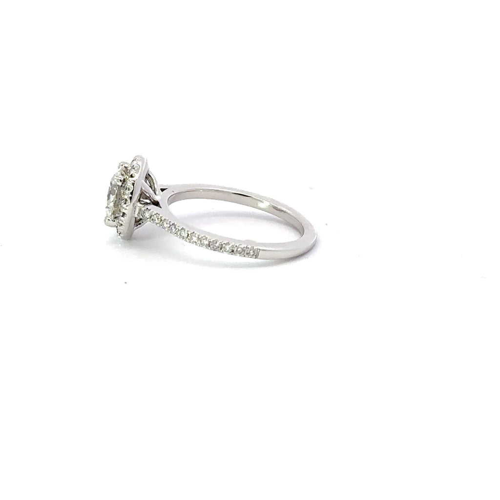 1.0 CT Round F/SI1 CVD Diamond Halo Pave Setting Engagement Ring - Camila Brown