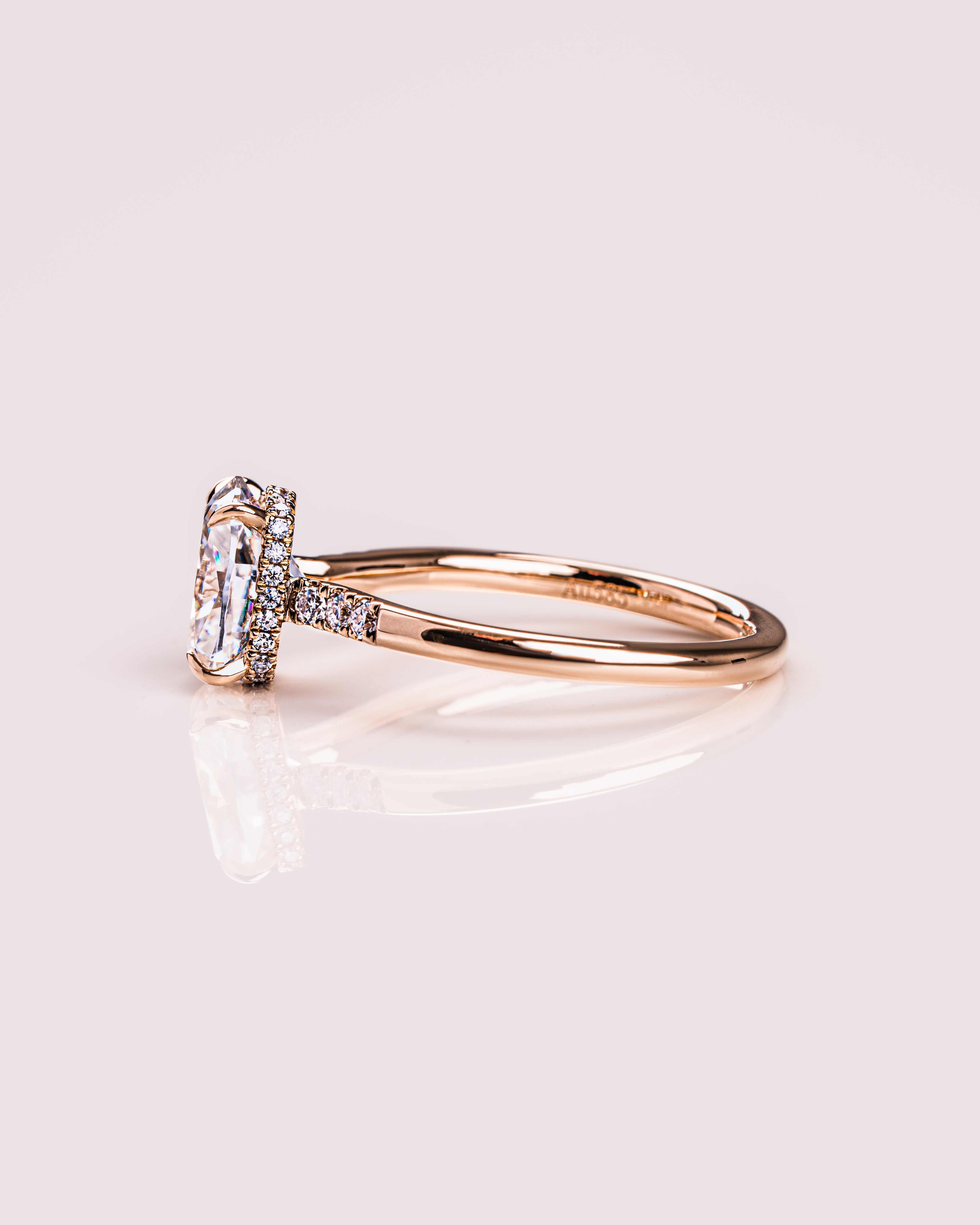 1.49 CT Cushion E/VS1 CVD Diamond Hidden Halo Engagement Ring - Camila Brown