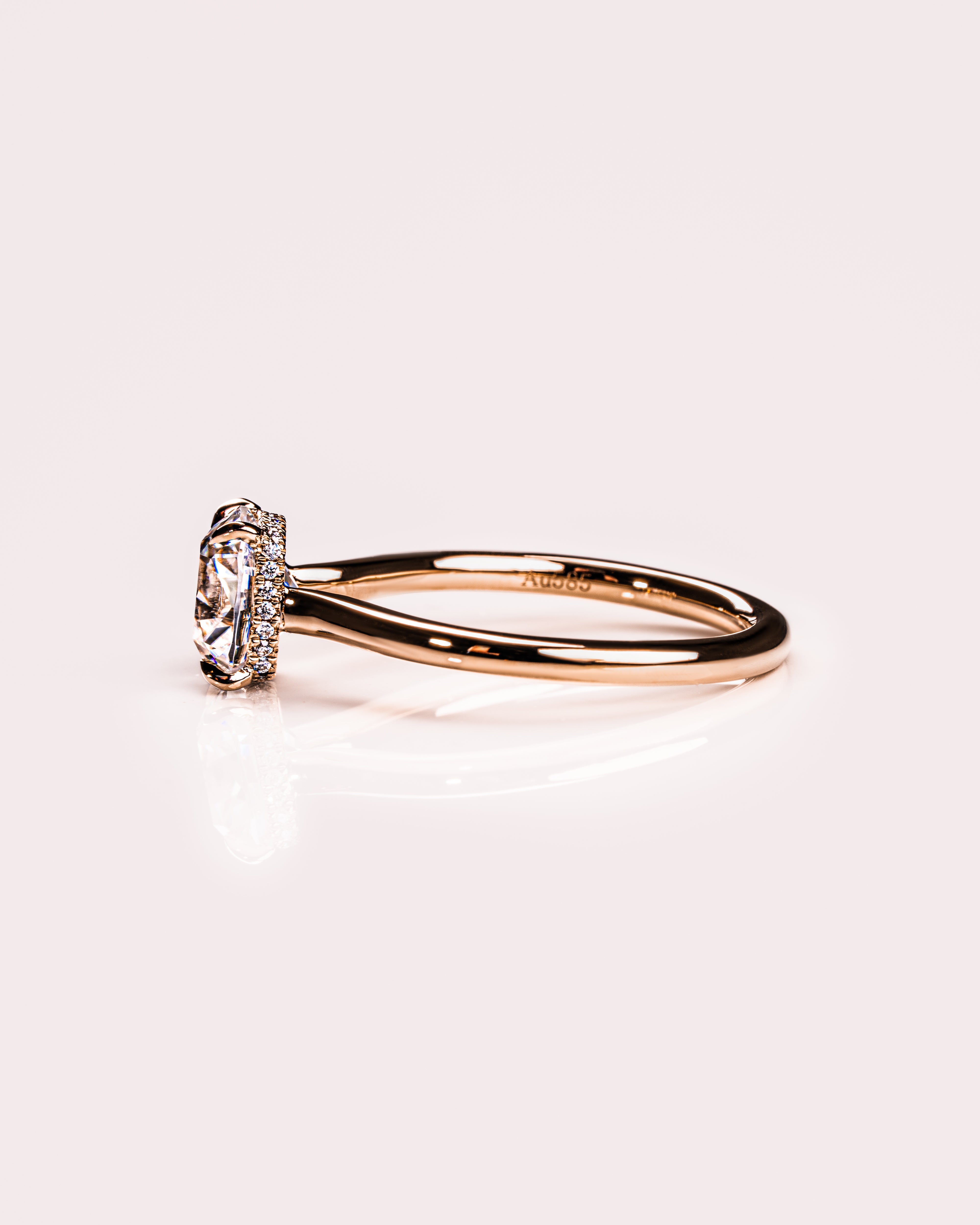 0.96 CT Cushion F/VS2 CVD Diamond Hidden Halo Engagement Ring - Camila Brown