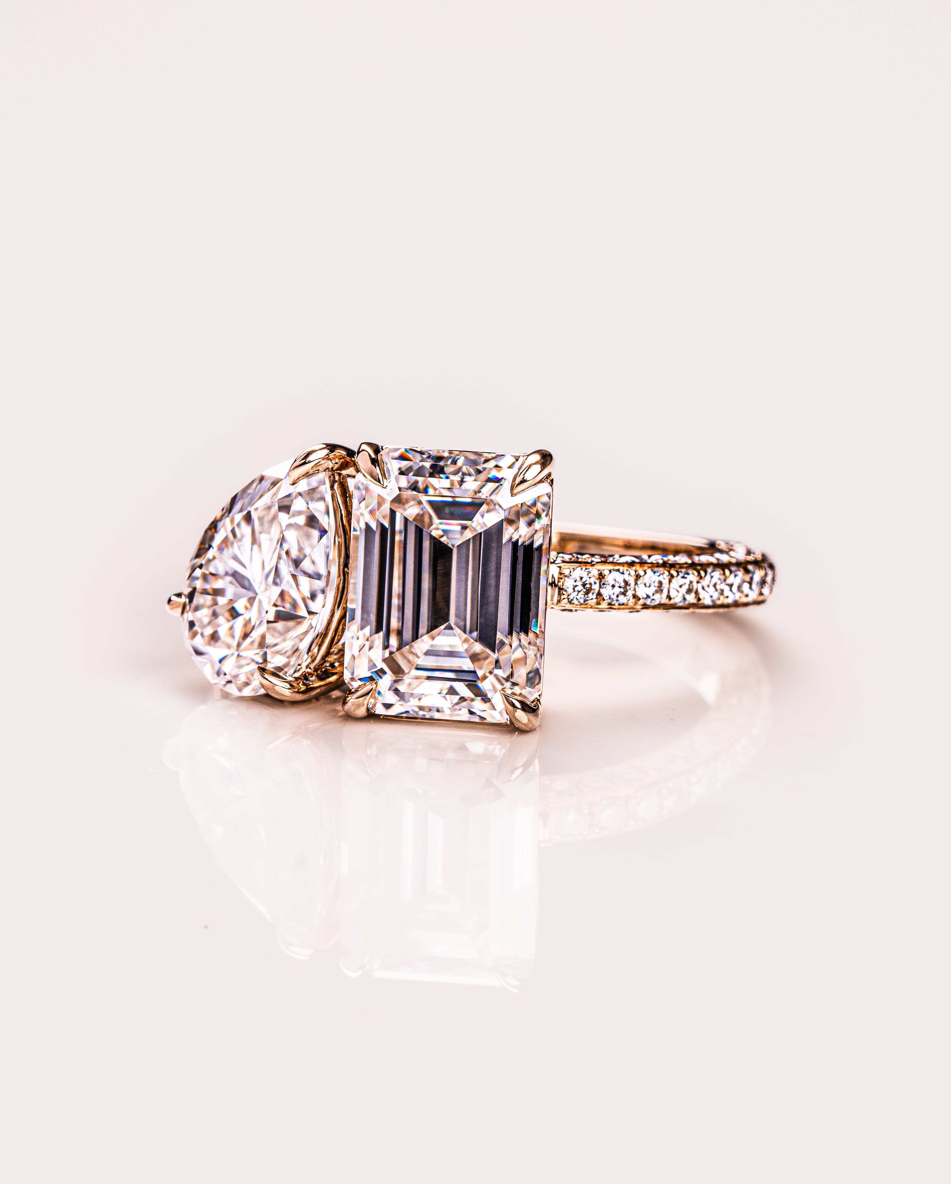2.25 CT Emerald & Pear E/VS2 CVD Diamond Two Stone Engagement Ring - Camila Brown