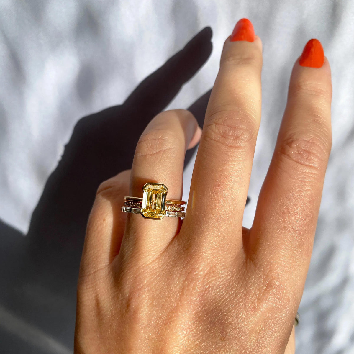1.02 TCW Baguette CVD Diamond Bar Wedding Band - Camila Brown