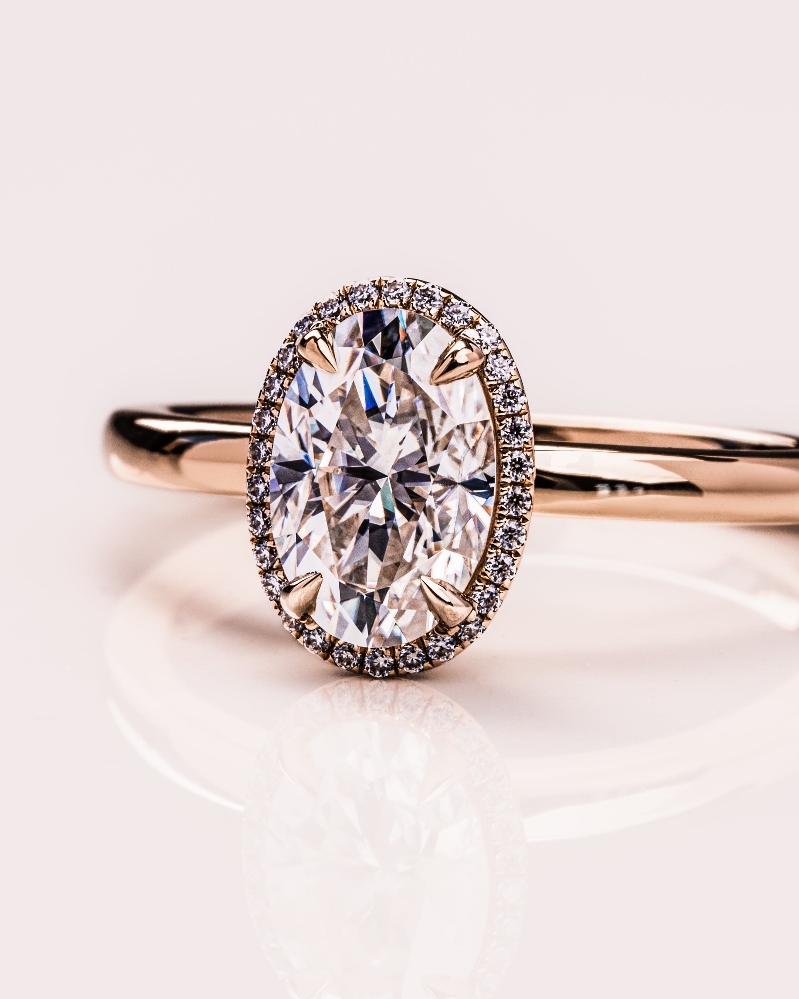 1.80 - 3.80 CT Oval E/VS1 CVD Diamond Halo Engagement Ring - Camila Brown
