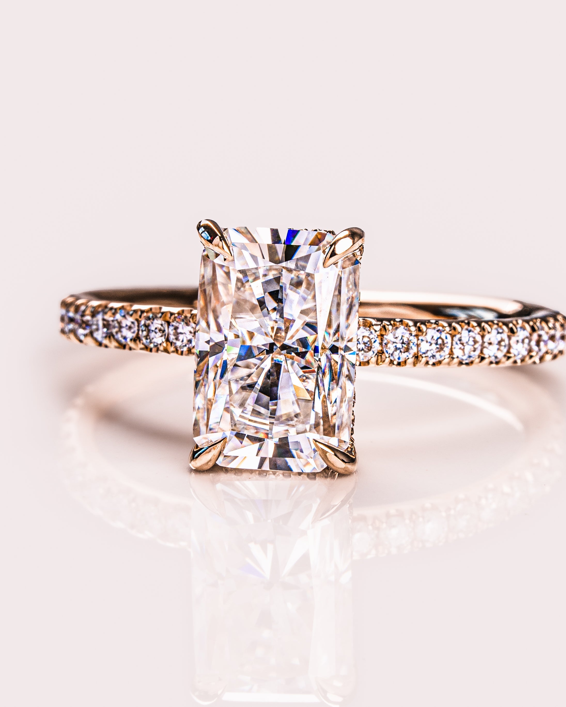 1.43-3.43 CT Radiant E/VS2 CVD Diamond Hidden Halo Pave Setting Engagement Ring - Camila Brown