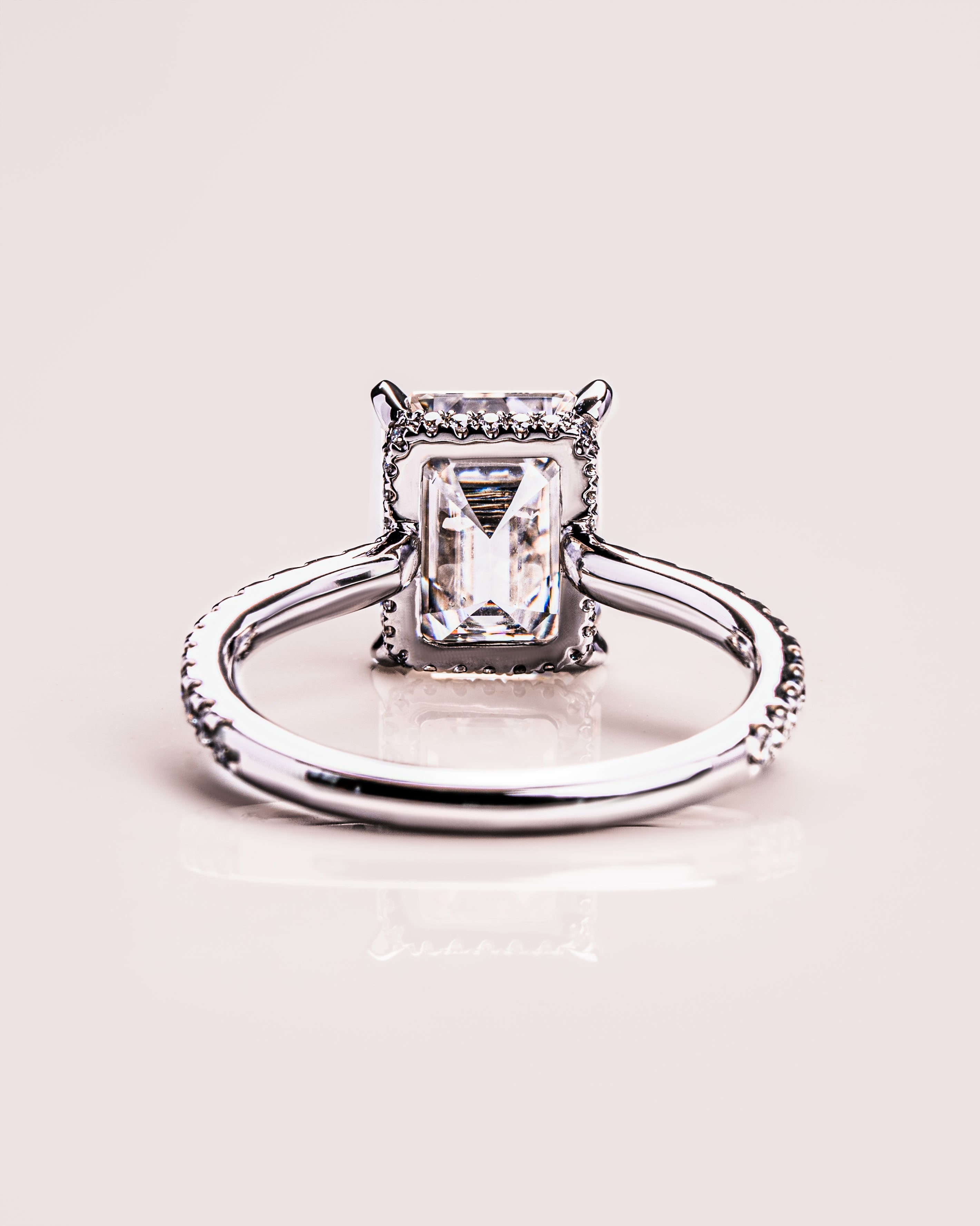 1.30 CT-3.30 CT Emerald F/VS2 CVD Diamond Hidden Halo Pave Setting Engagement Ring - Camila Brown