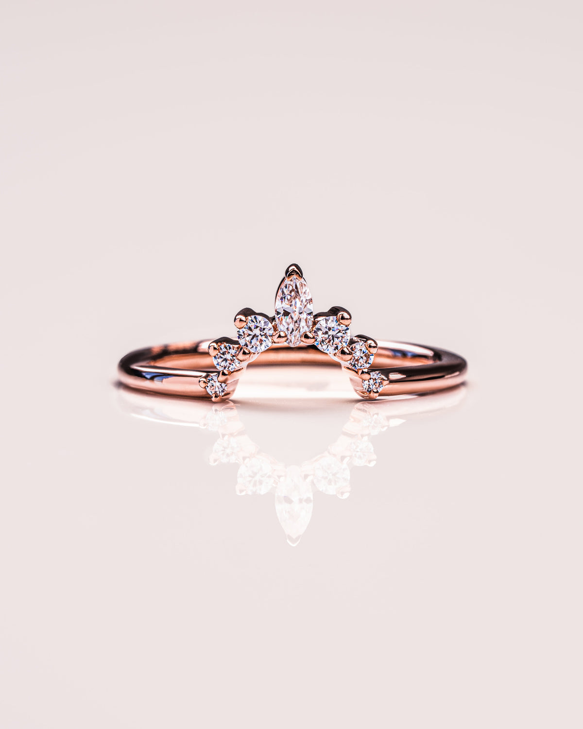 0.14 TCW Marquise & Round CVD Diamond Curved Wedding Band - Camila Brown
