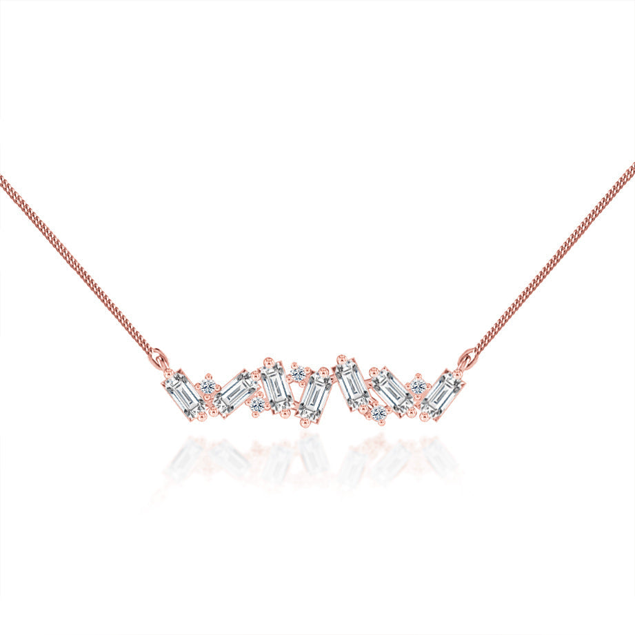 1.0 TCW Emerald & Round Moissanite Diamond Cluster Style Necklace - Camila Brown