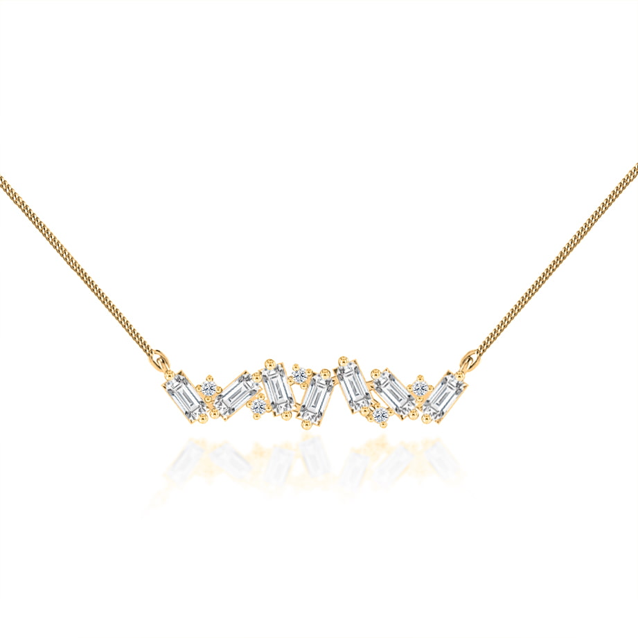 1.0 TCW Emerald & Round Moissanite Diamond Cluster Style Necklace - Camila Brown