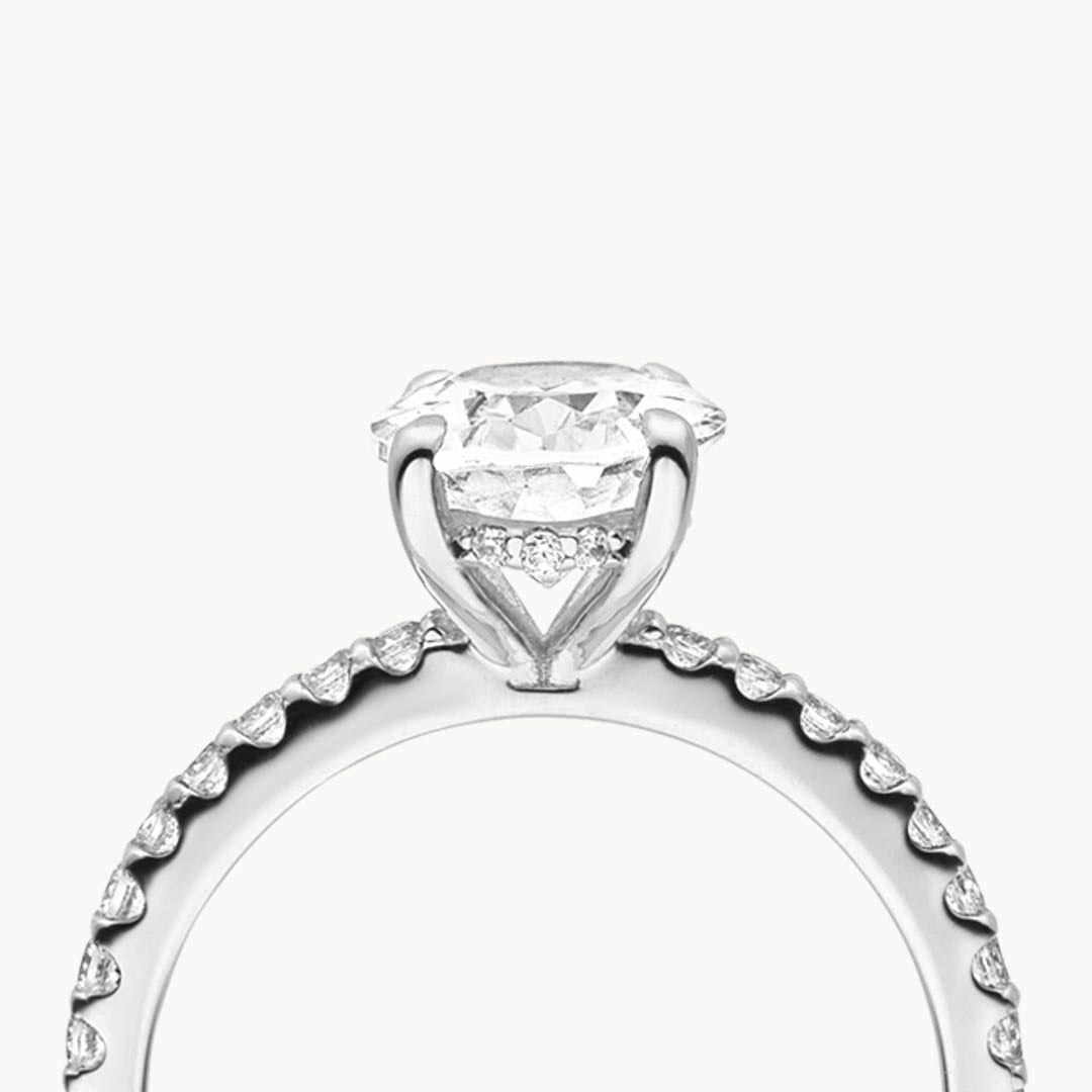 1.50 - 3.50 CT Oval Cut F/VS1 CVD Diamond Pave Setting Engagement Ring - Camila Brown