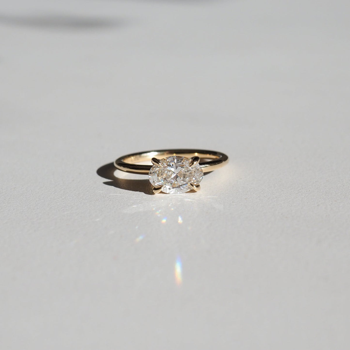 1.50 CT East West Oval F/VS1 CVD Diamond Solitaire Engagement Ring - Camila Brown