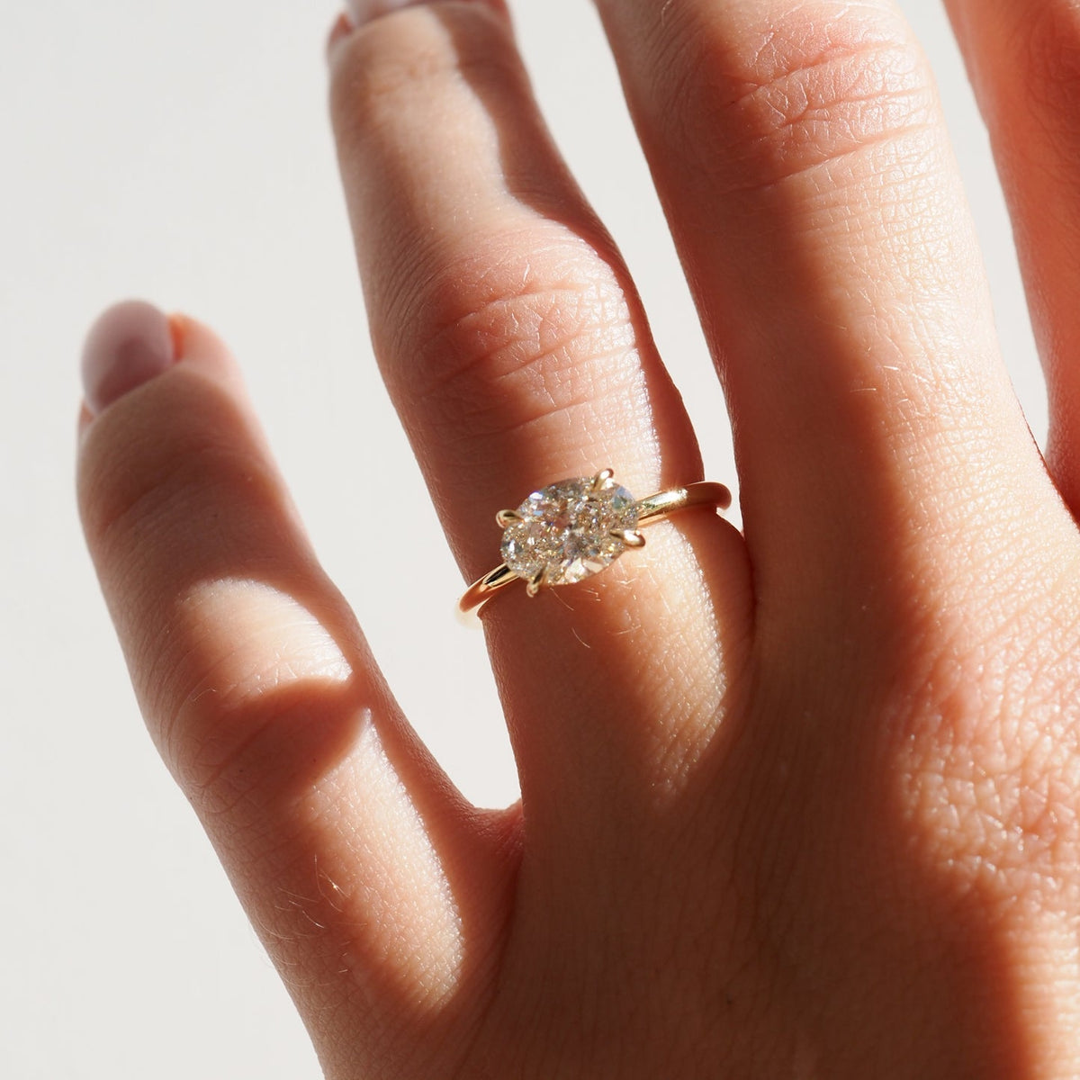 1.50 CT East West Oval F/VS1 CVD Diamond Solitaire Engagement Ring - Camila Brown