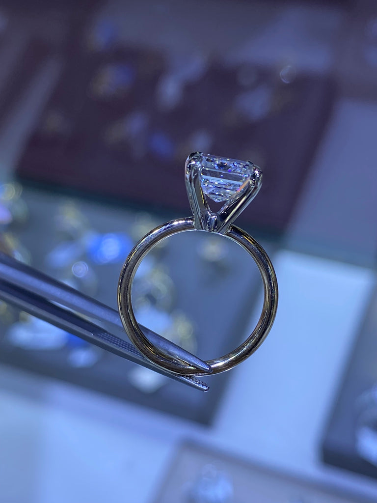 1.0 - 3.0 CT Emerald F/VS1 CVD Diamond Solitaire Engagement Ring - Camila Brown