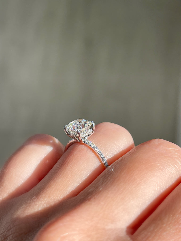 1.50 CT Cushion E/SI1 CVD Diamond Pave Setting Engagement Ring - Camila Brown