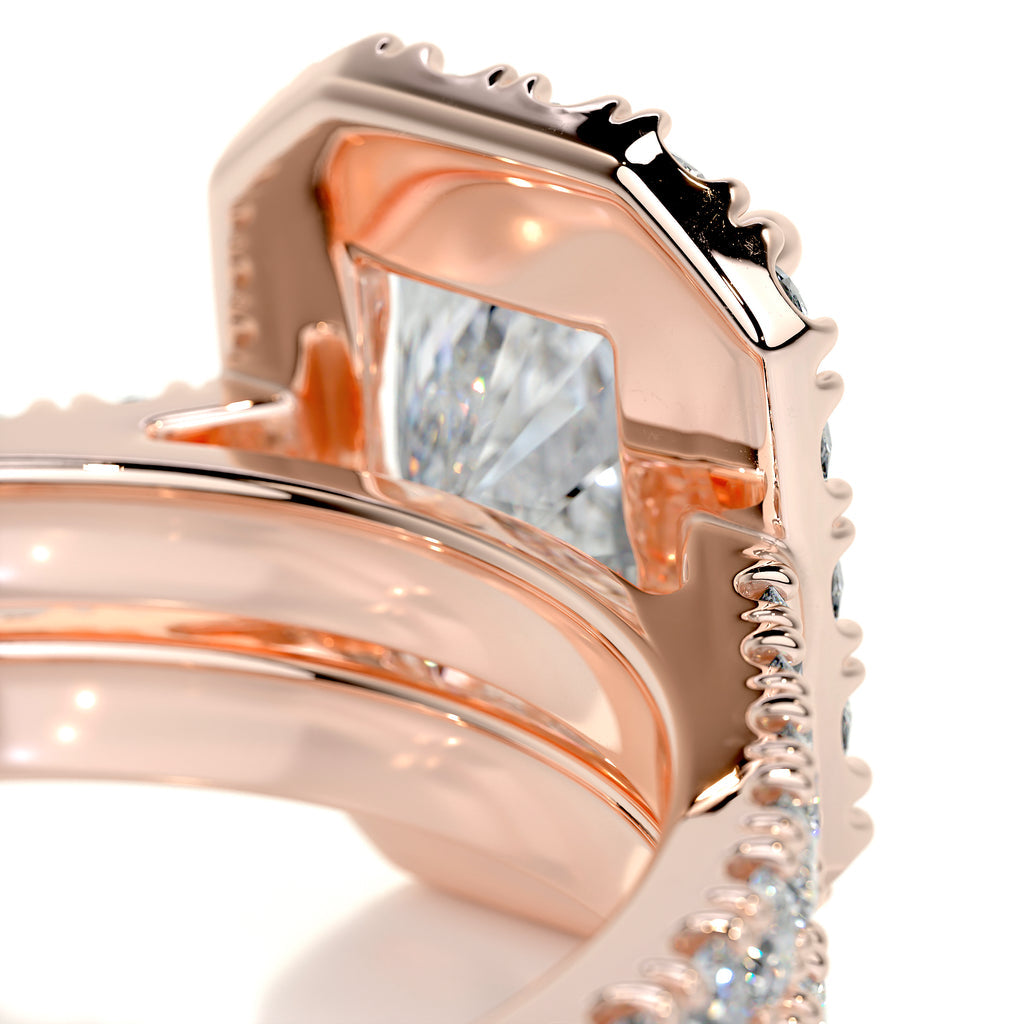 1.50 CT Radiant Cut F-VS Loose Diamond Bridal Set With Halo & Pave Setting - Camila Brown
