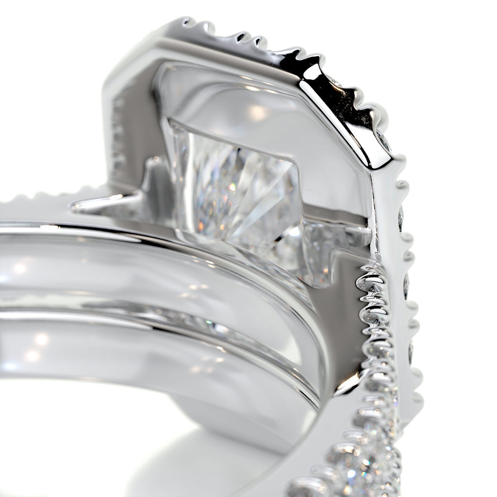 1.50 CT Radiant Cut F-VS Loose Diamond Bridal Set With Halo & Pave Setting - Camila Brown