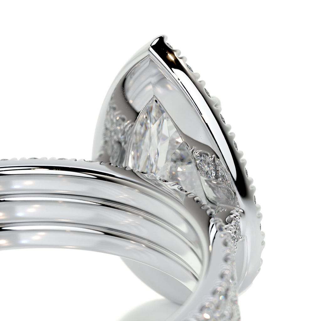 2.0 CT Pear Shaped F-VS Loose Diamond Bridal Set With Halo & Pave Setting - Camila Brown