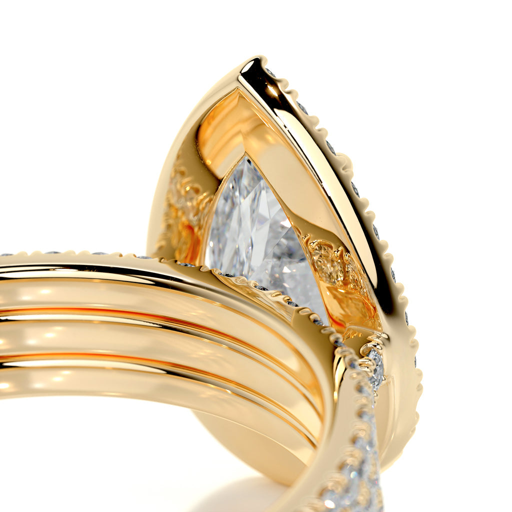 2.0 CT Pear Shaped F-VS Loose Diamond Bridal Set With Halo & Pave Setting - Camila Brown