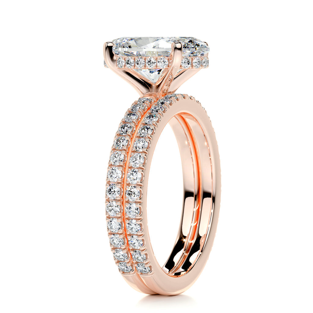 3.0 CT Oval Hidden Halo & Pave F-VS Loose Diamond Bridal Set - Camila Brown