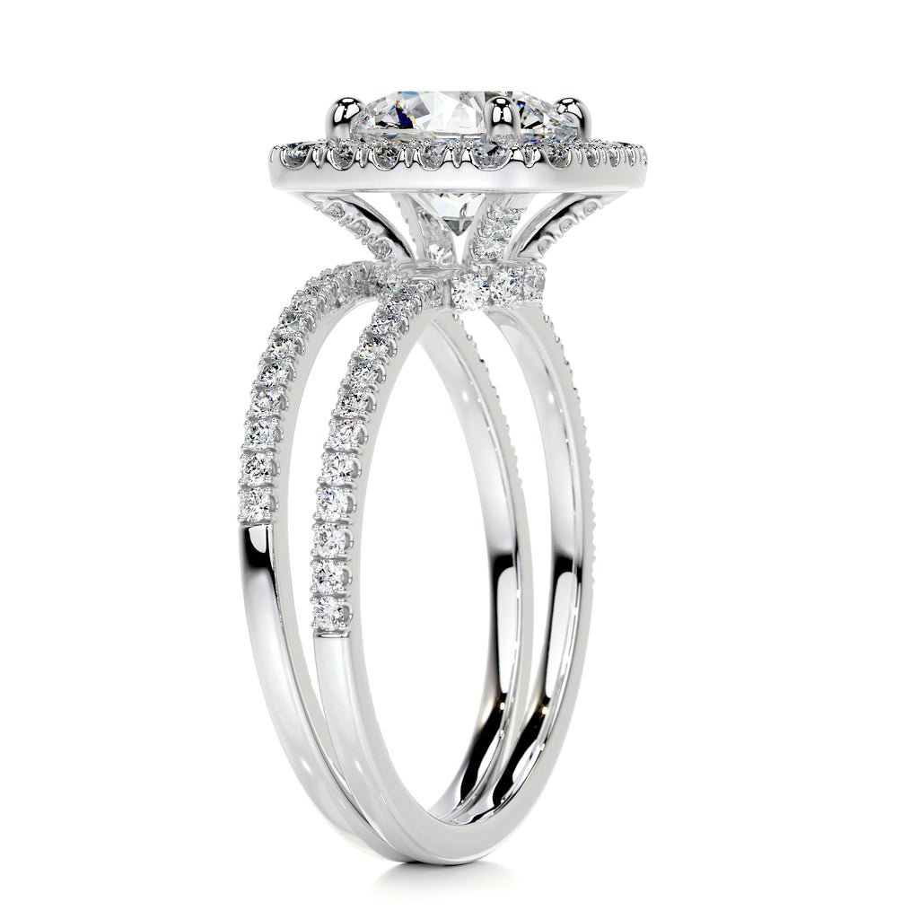 2.0 CT Round Shaped F-VS Loose Diamond Bridal Set With Halo & Pave Setting - Camila Brown