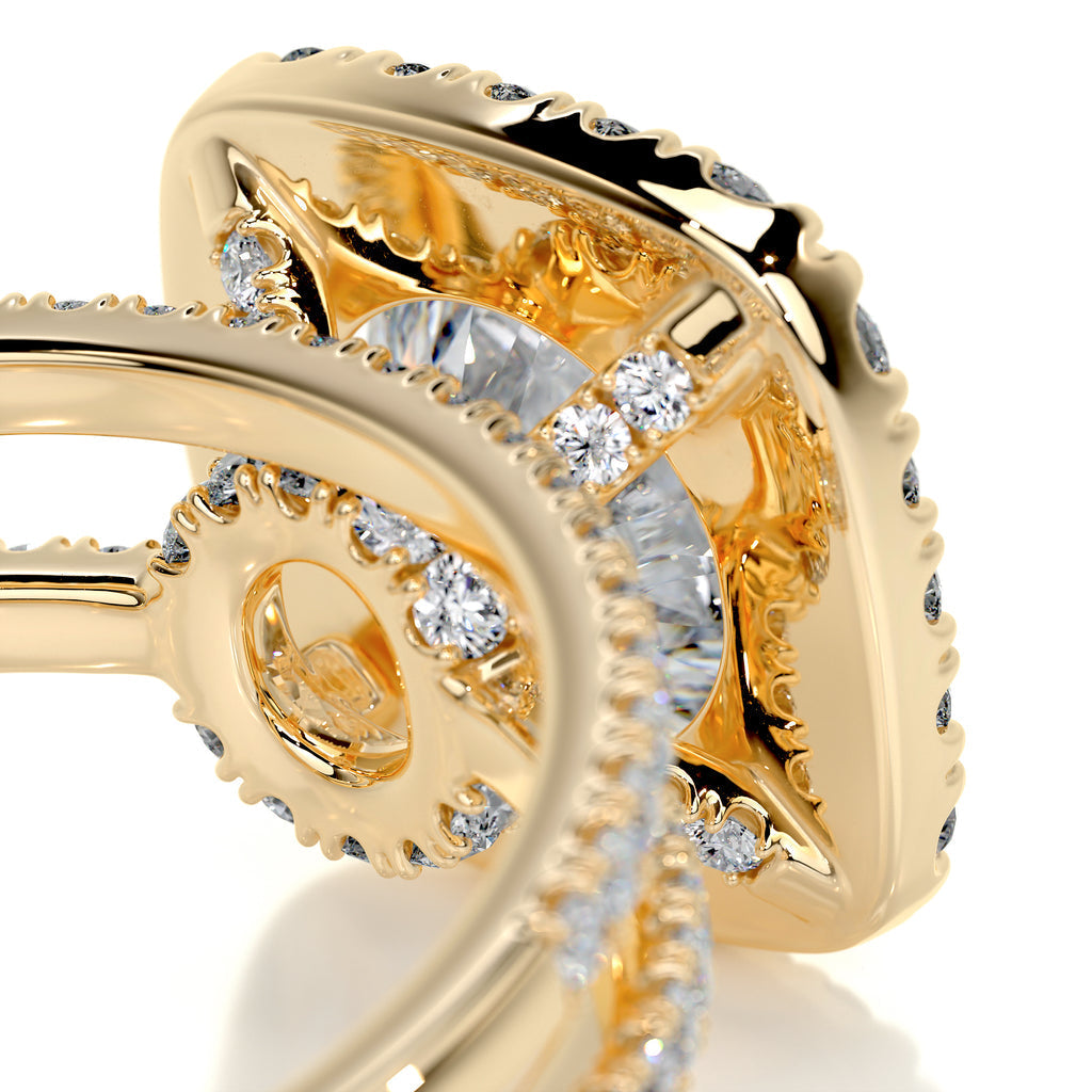 2.0 CT Round Shaped F-VS Loose Diamond Bridal Set With Halo & Pave Setting - Camila Brown