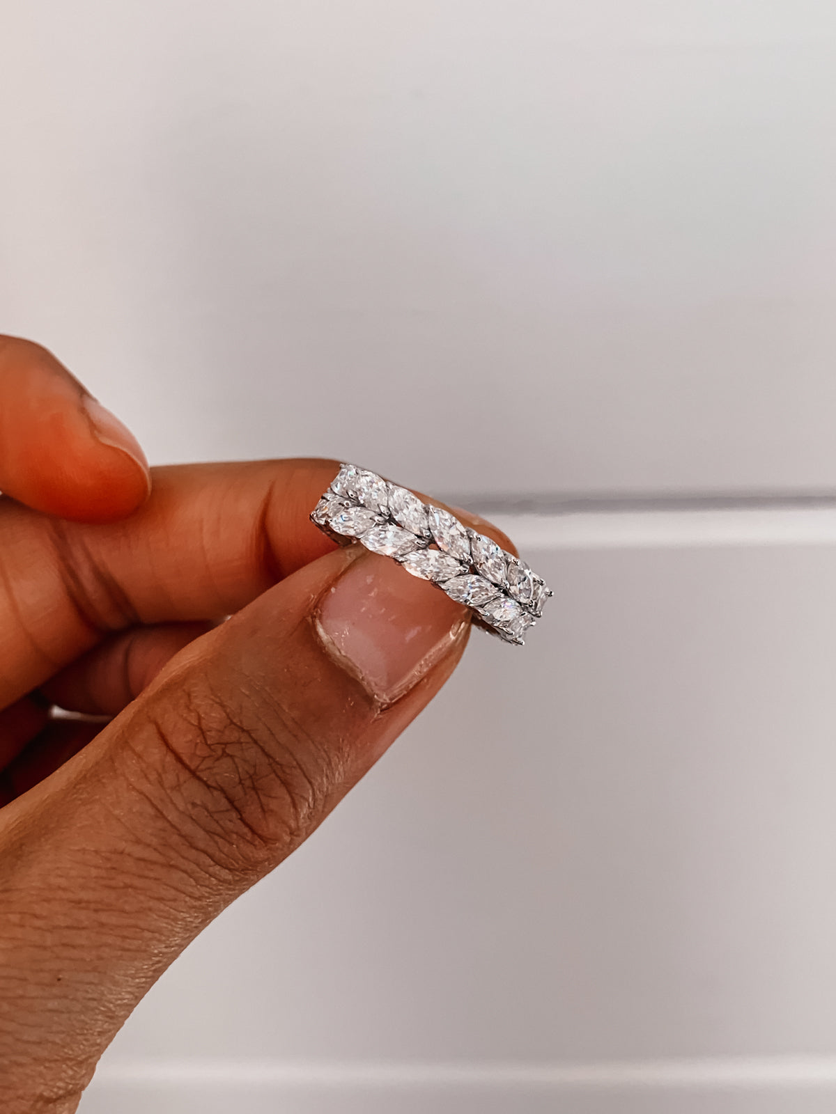 7.50 TCW Marquise CVD Diamond Double Row Wedding Band - Camila Brown