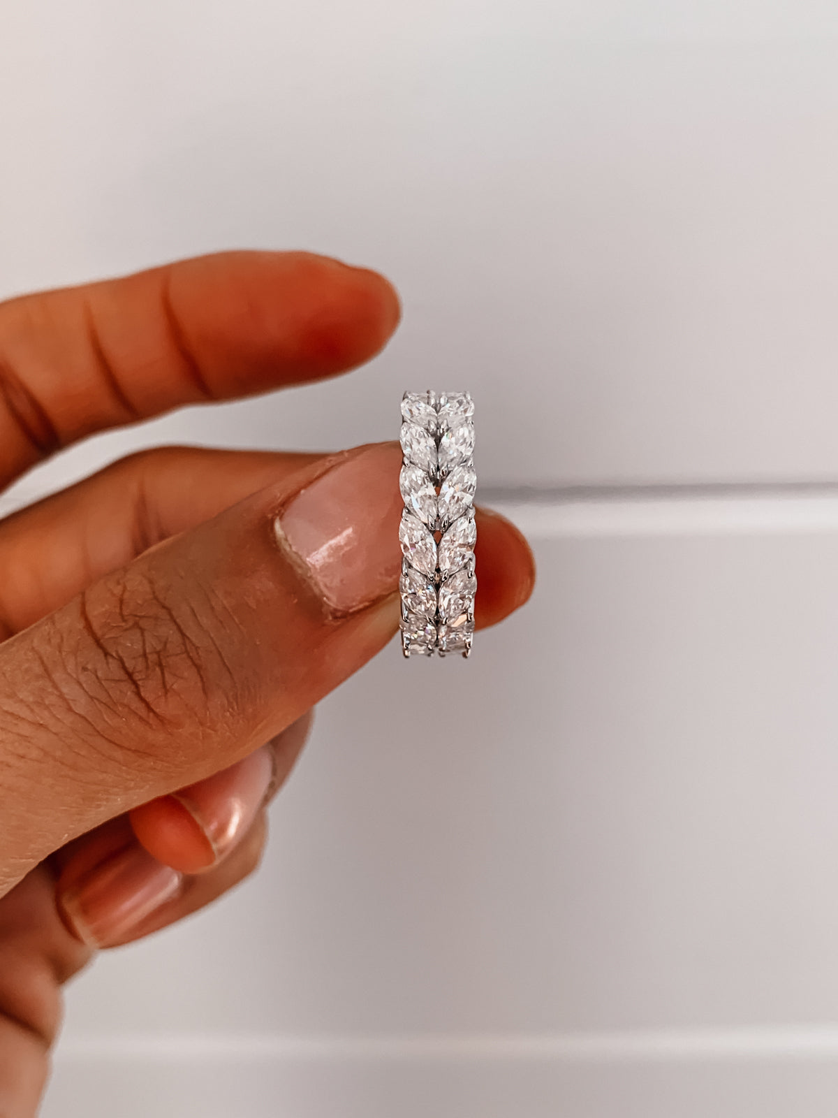 7.50 TCW Marquise CVD Diamond Double Row Wedding Band - Camila Brown
