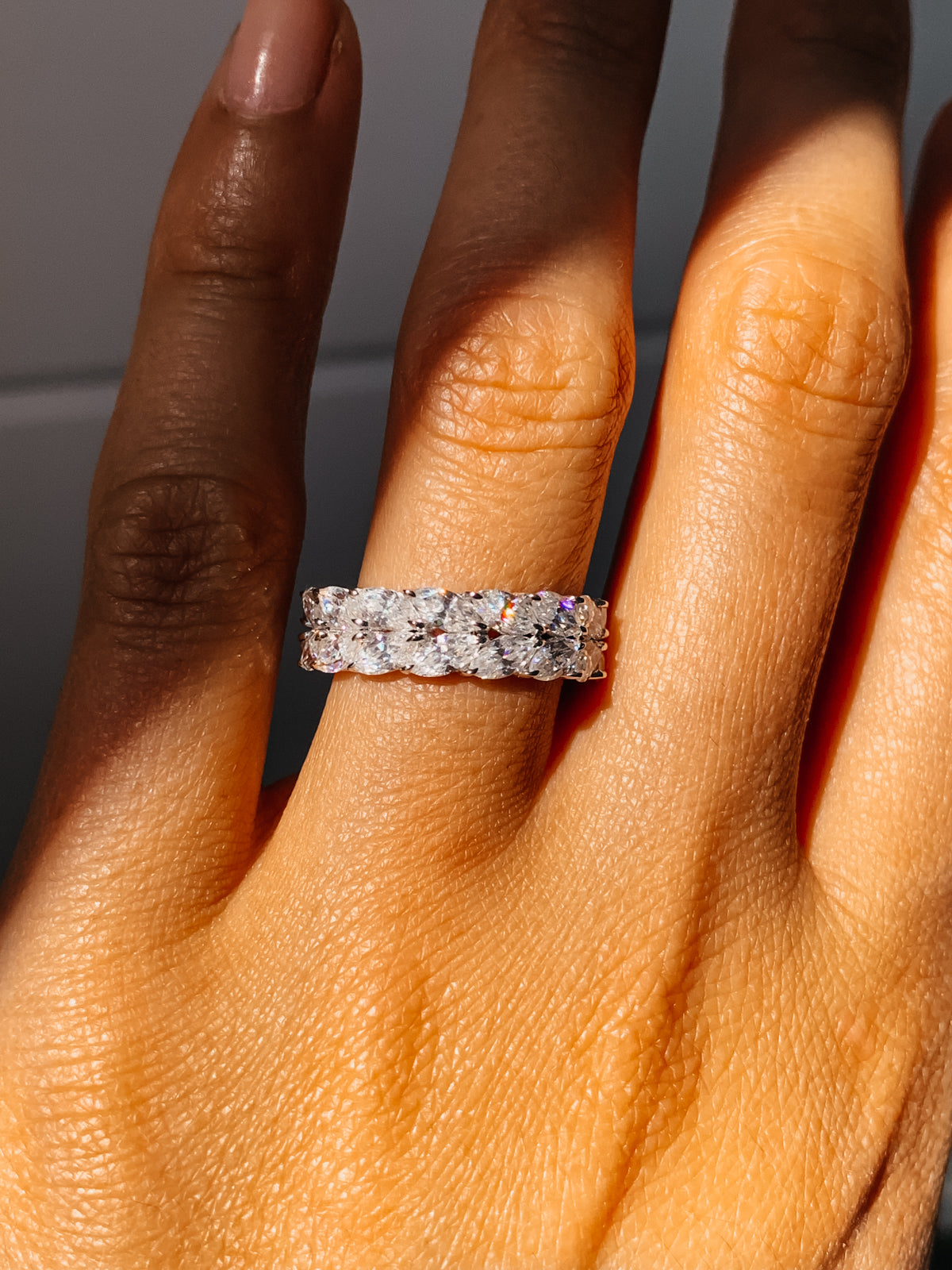 7.50 TCW Marquise CVD Diamond Double Row Wedding Band - Camila Brown