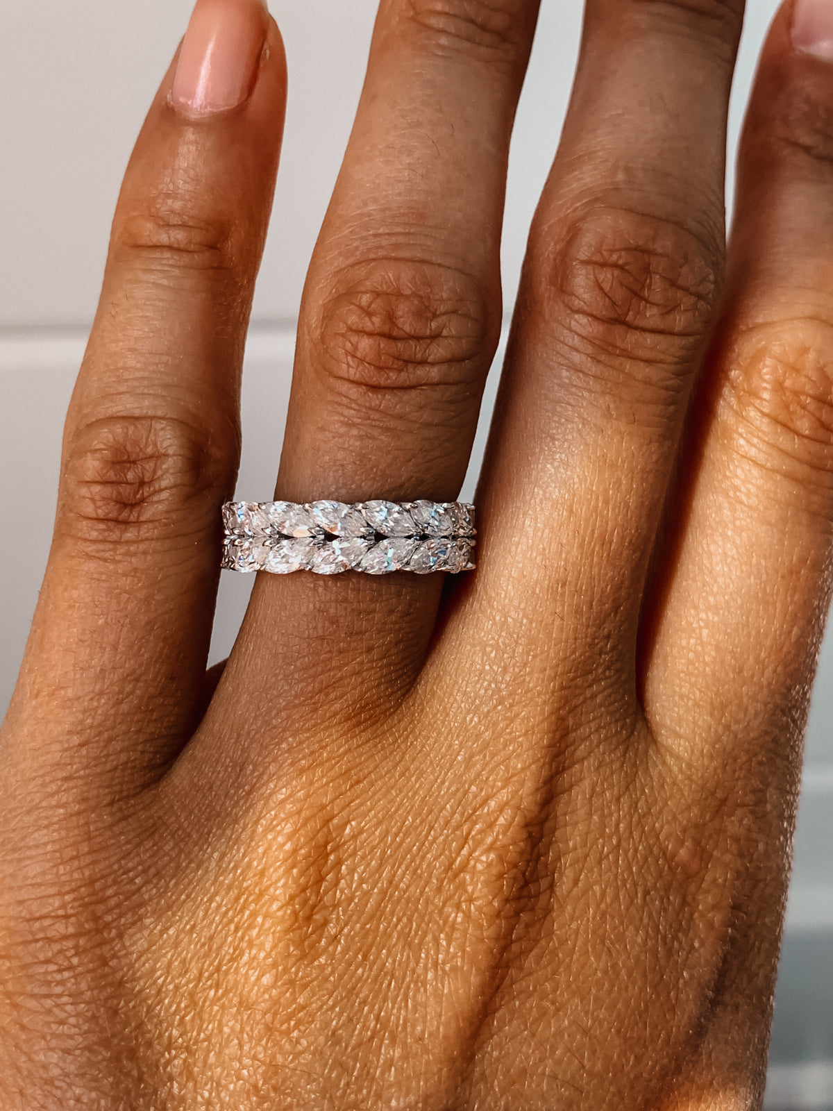 7.50 TCW Marquise CVD Diamond Double Row Wedding Band - Camila Brown