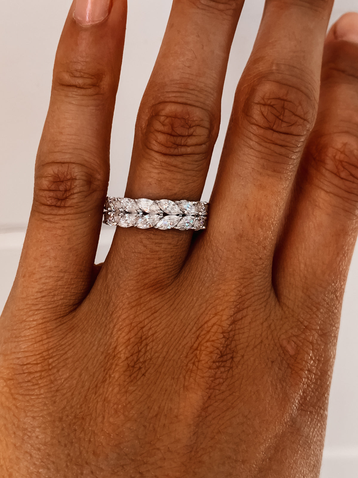 7.50 TCW Marquise CVD Diamond Double Row Wedding Band - Camila Brown