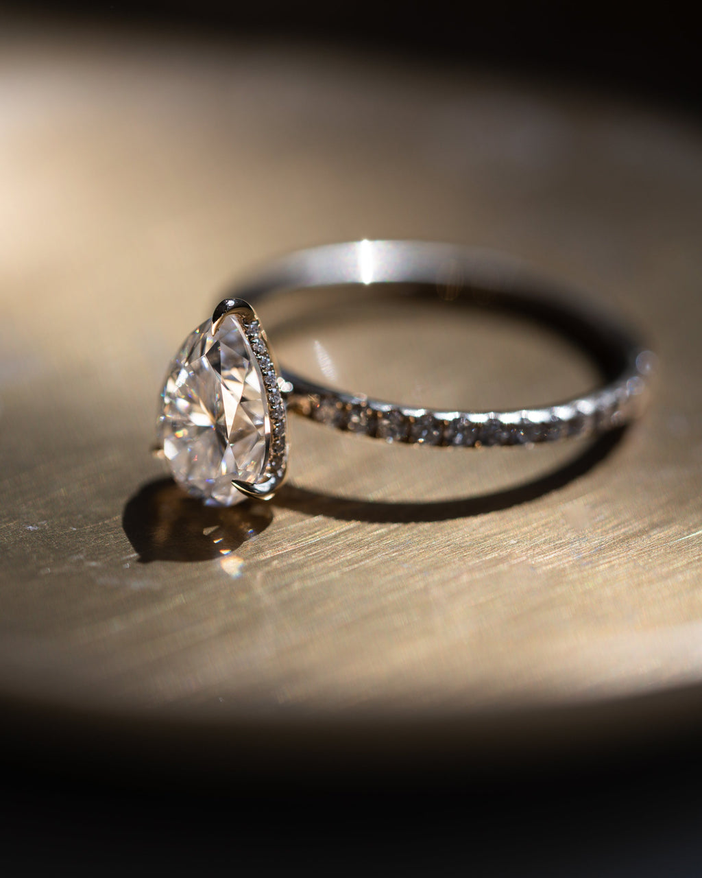 1.93 - 3.93 CT Pear F/VS2 CVD Diamond Hidden Halo Pave Setting Engagement Ring - Camila Brown