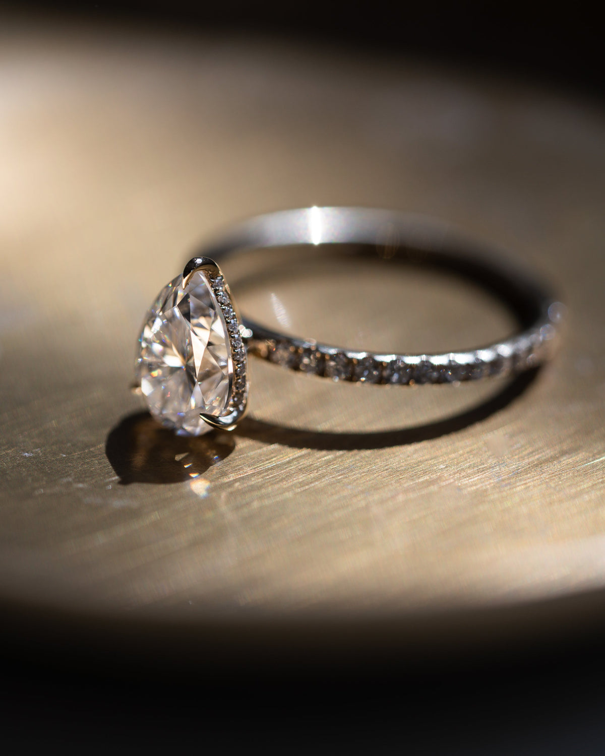 1.93 - 3.93 CT Pear F/VS2 CVD Diamond Hidden Halo Pave Setting Engagement Ring - Camila Brown