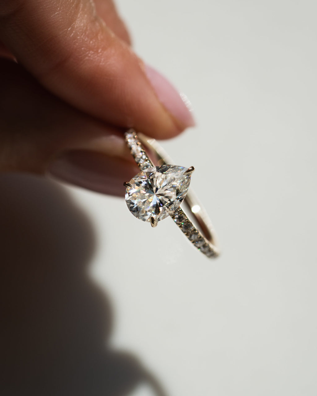1.93 - 3.93 CT Pear F/VS2 CVD Diamond Hidden Halo Pave Setting Engagement Ring - Camila Brown