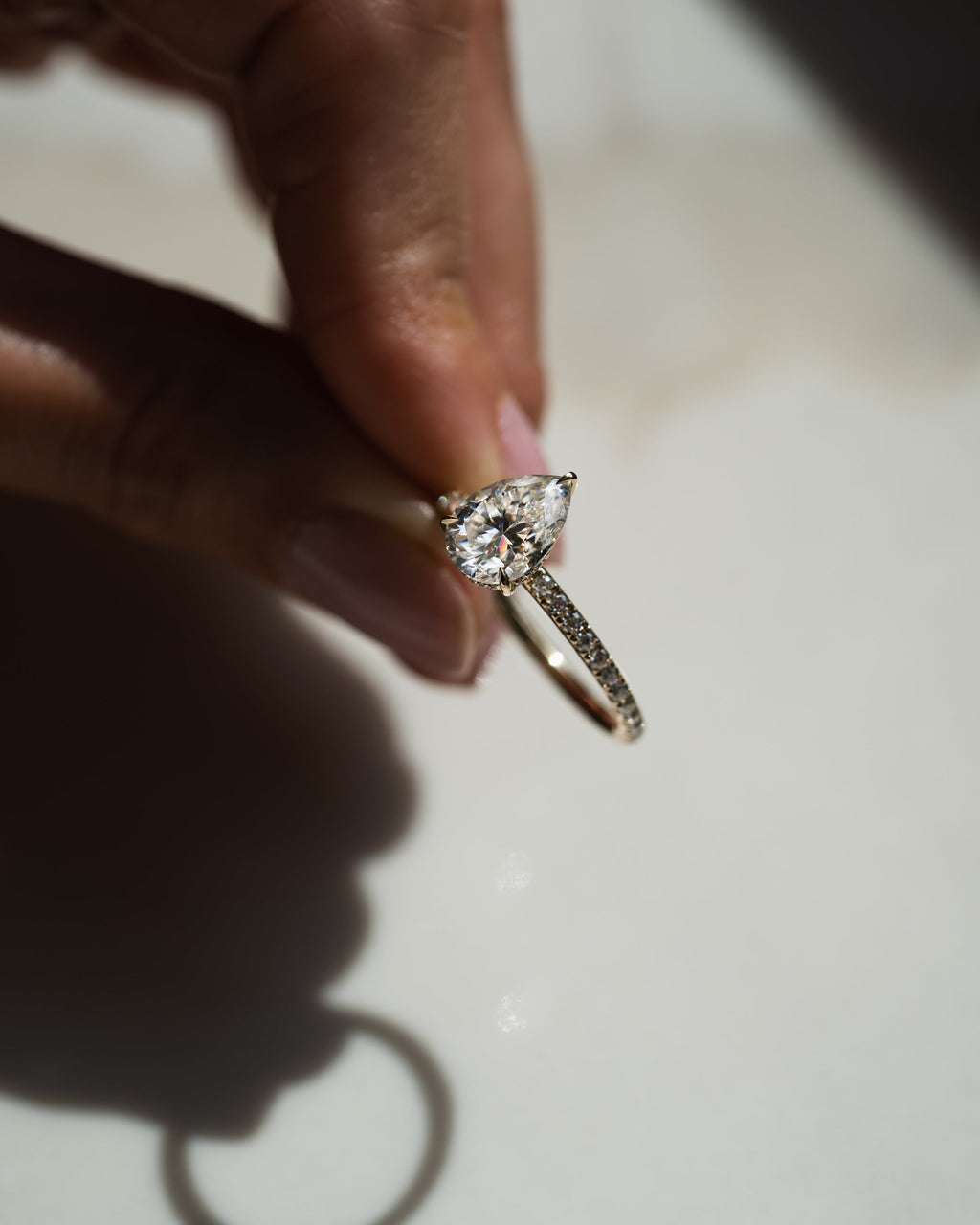 1.93 - 3.93 CT Pear F/VS2 CVD Diamond Hidden Halo Pave Setting Engagement Ring - Camila Brown